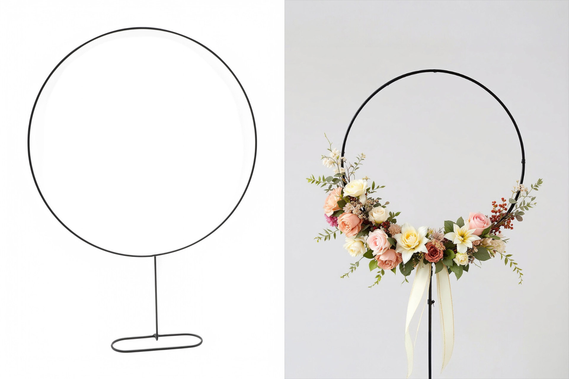 Dekoration Metall "Ring mit Standfuß" schwarz, 50cm