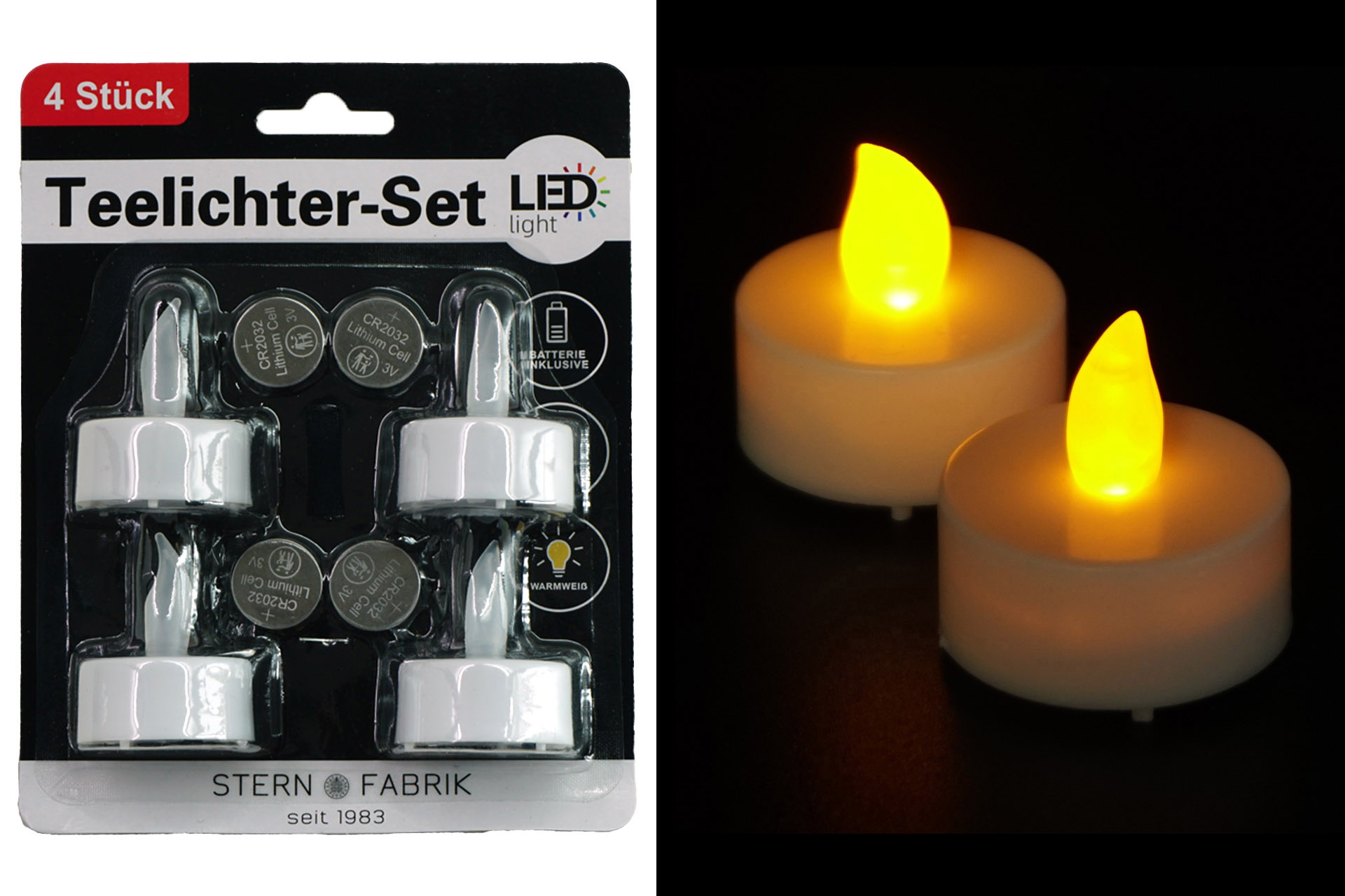 LED tealight candles, set of 4, batteries included, DNP Product