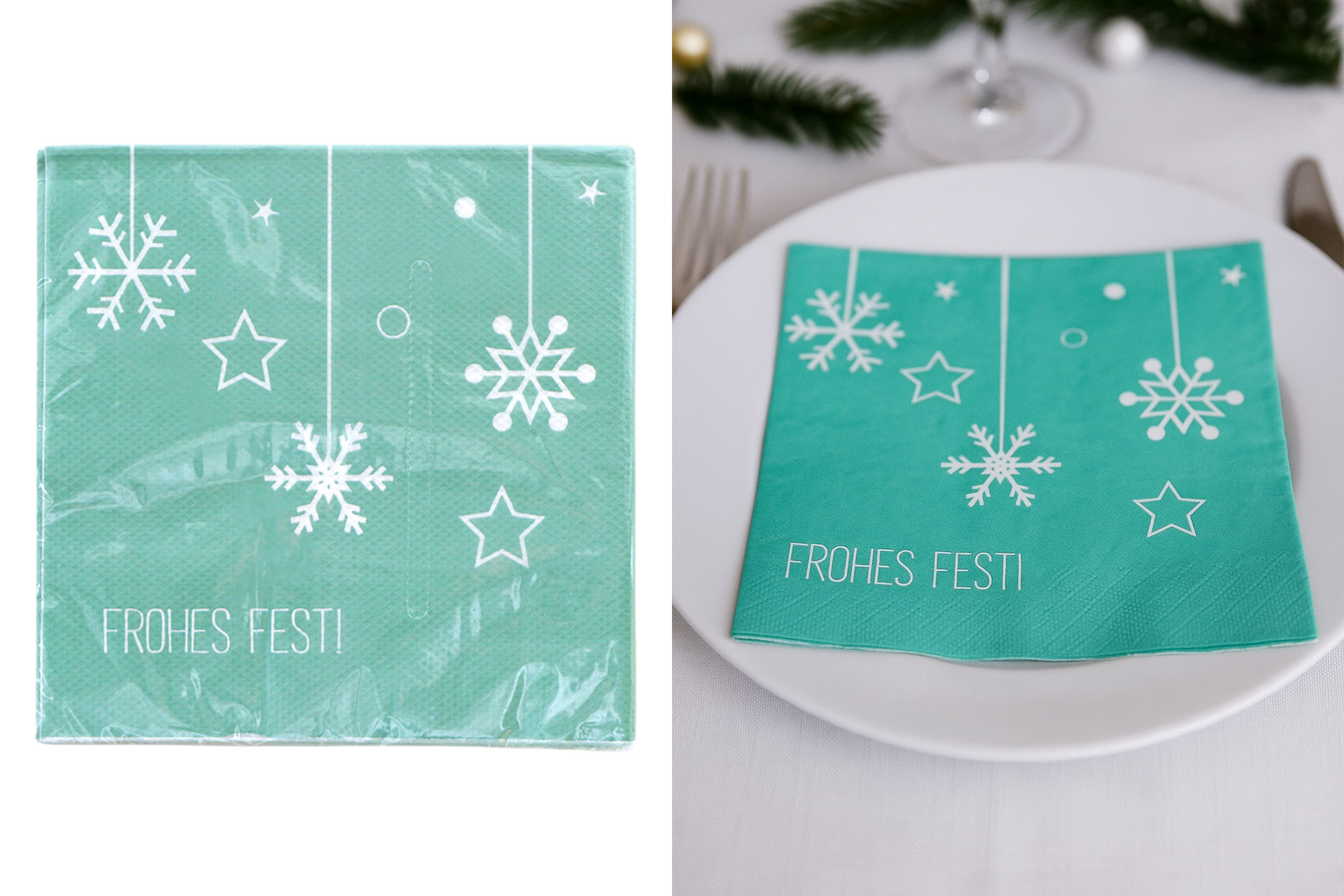 Servietten Weihnachten "Frohes Fest!" 33x33cm, ¼ Falz, 3-lagig, 20er Pack