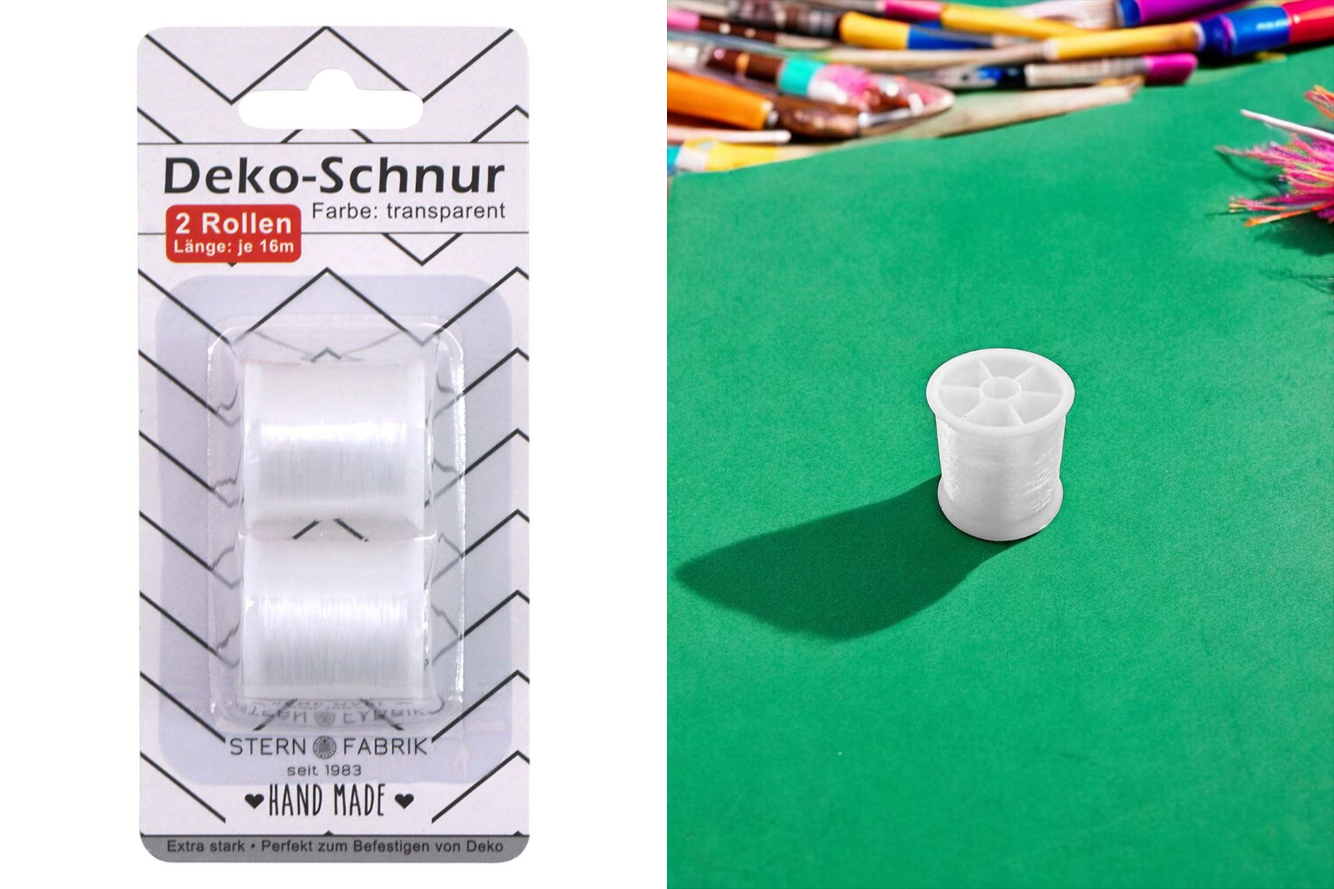 Dekoschnur transparent, 2 Rollen-Set, 32m