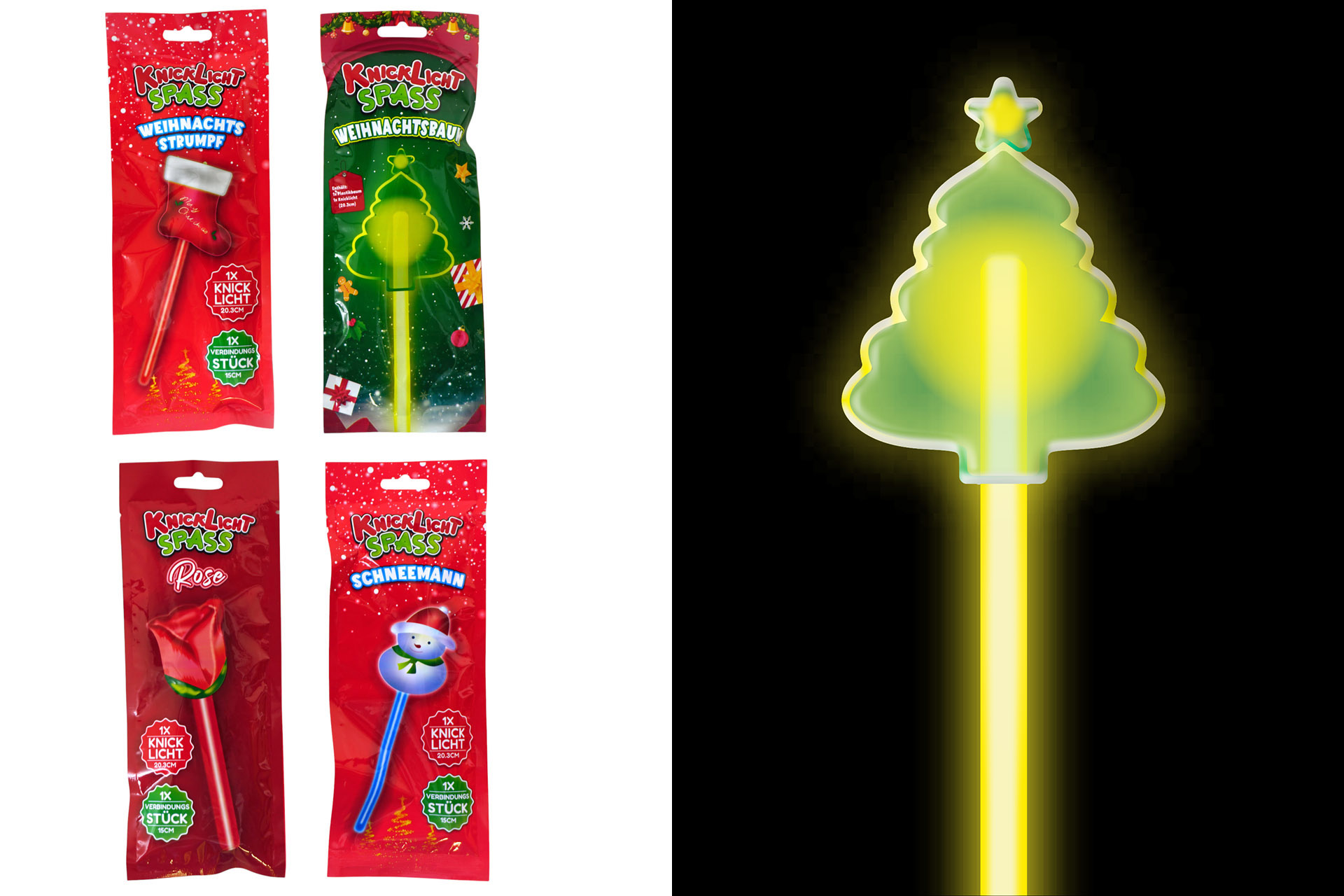 Knicklicht "Weihnachten", 20cm, 4 Designs