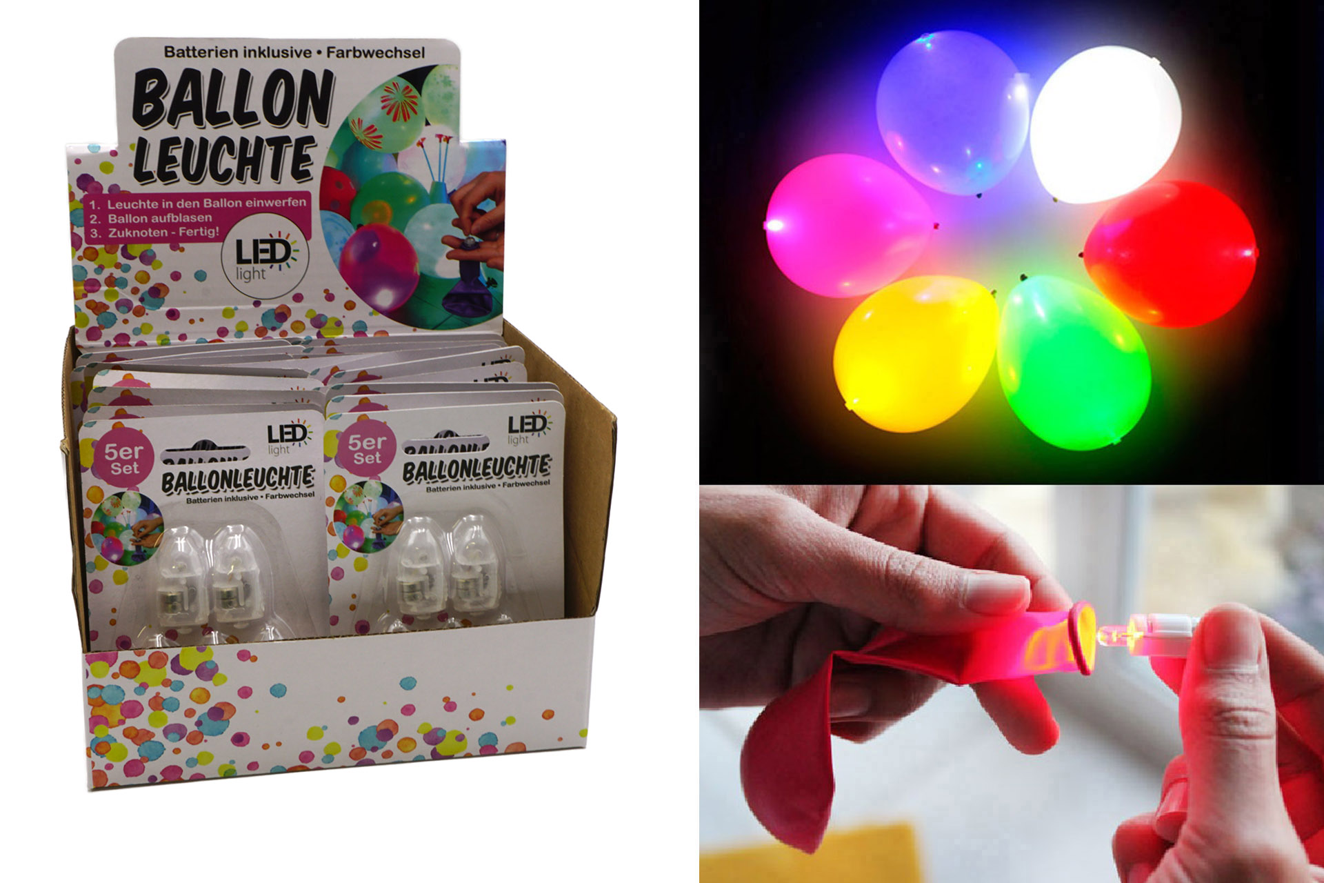 Light bulbs for balloons color-changing, set of 5 on display