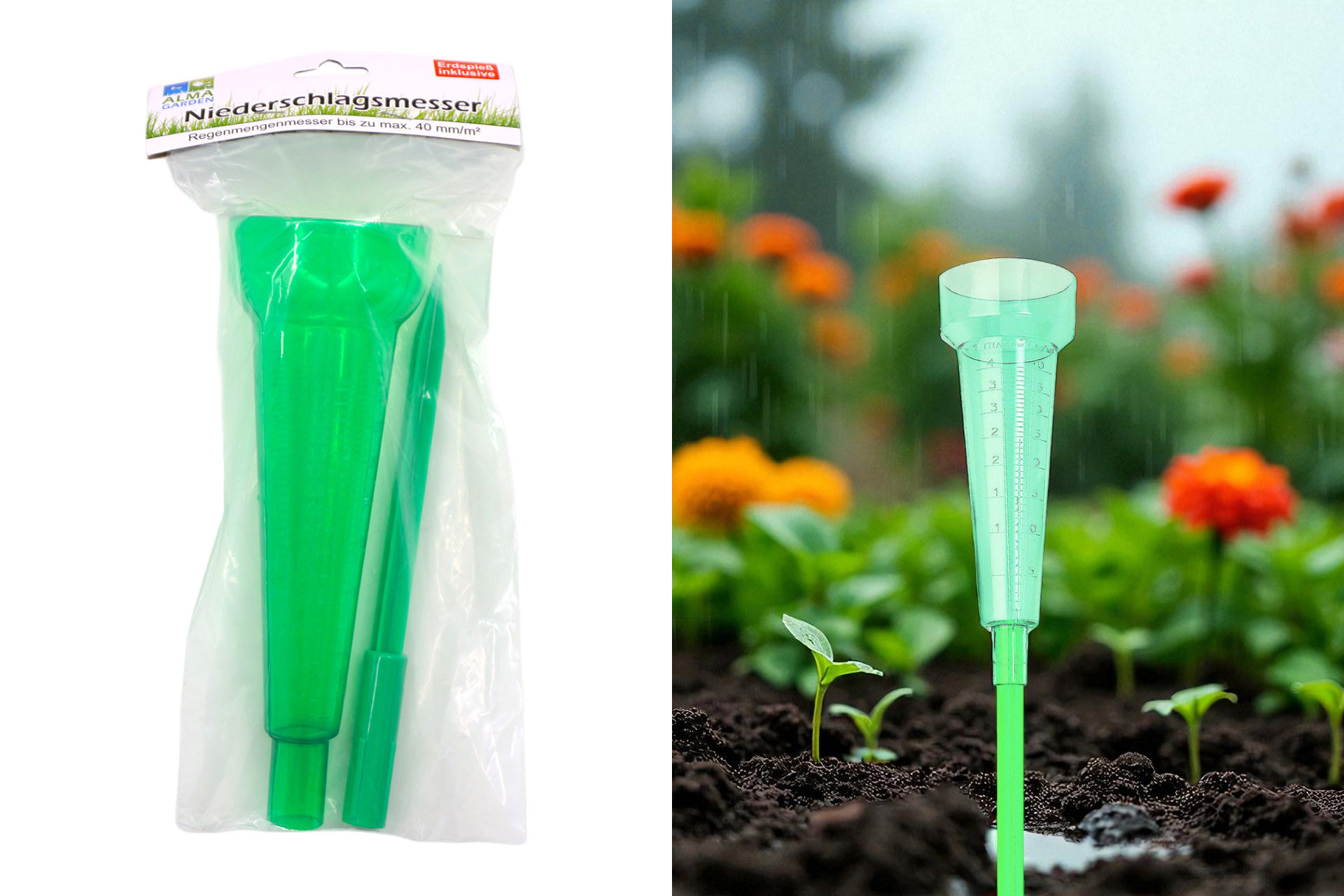 Regenmengenmesser mit Erdspieß, 40mm L/qm, 42cm