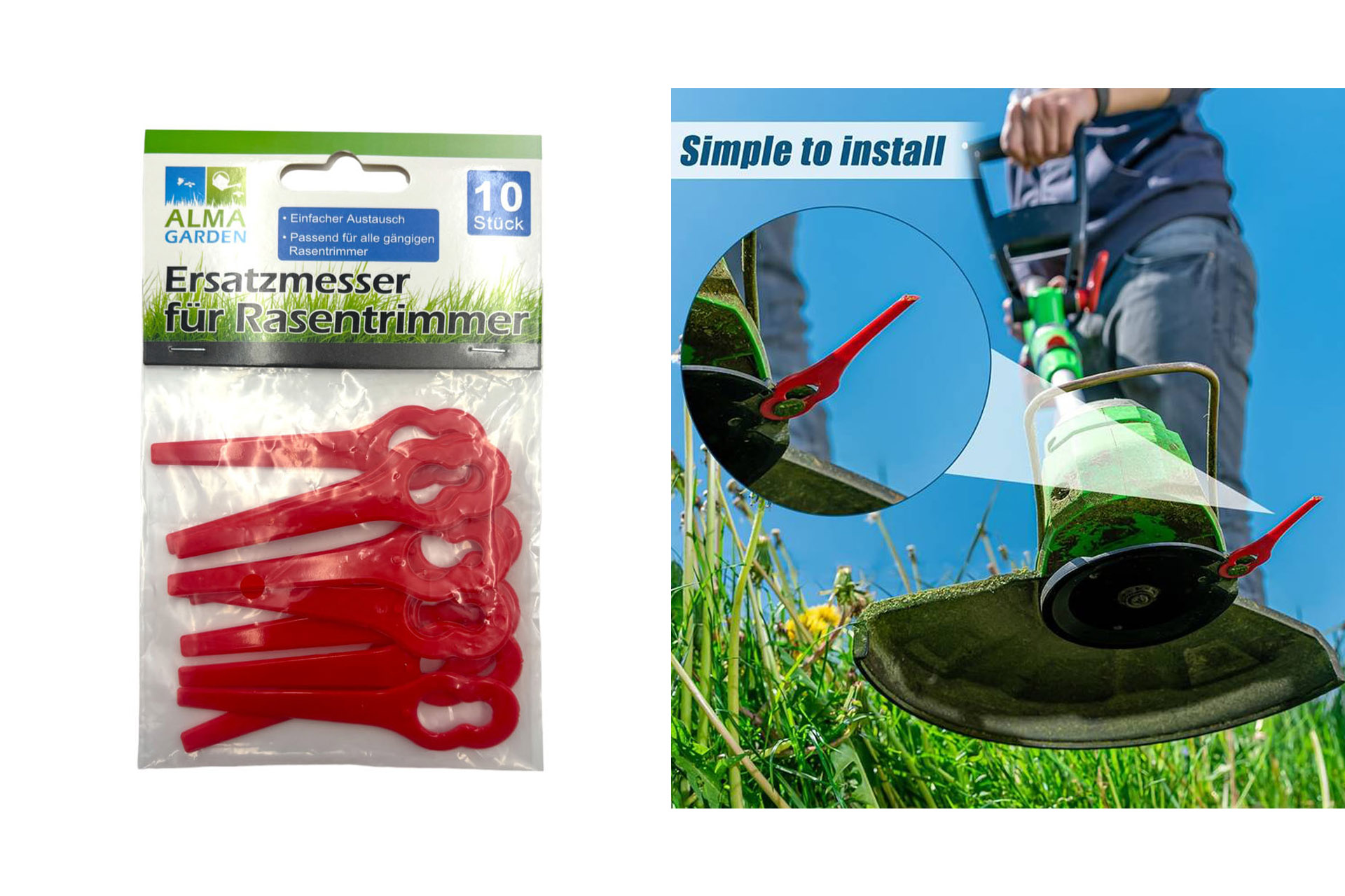 Ersatzmesser für Rasentrimmer, 10er Set