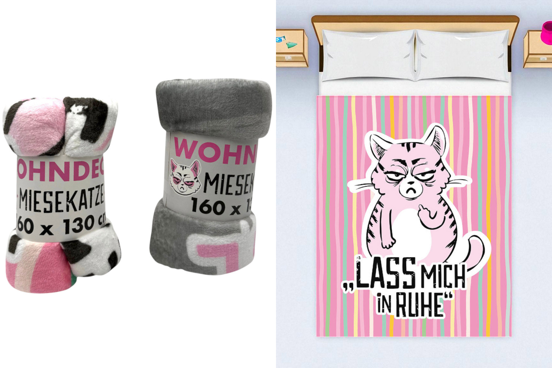 Decke "Miesekatze", 130x160cm, 2 Designs