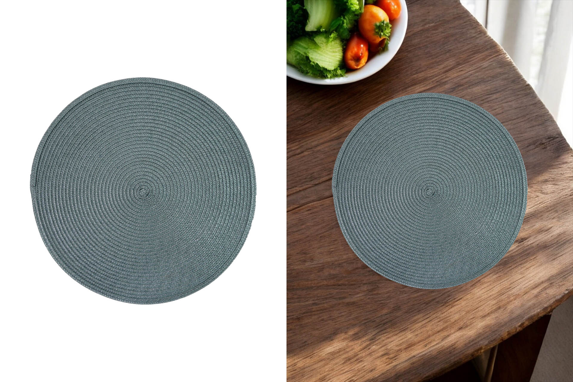 Decorative place mat  "India" Ø 38cm, knitted PP, mint green