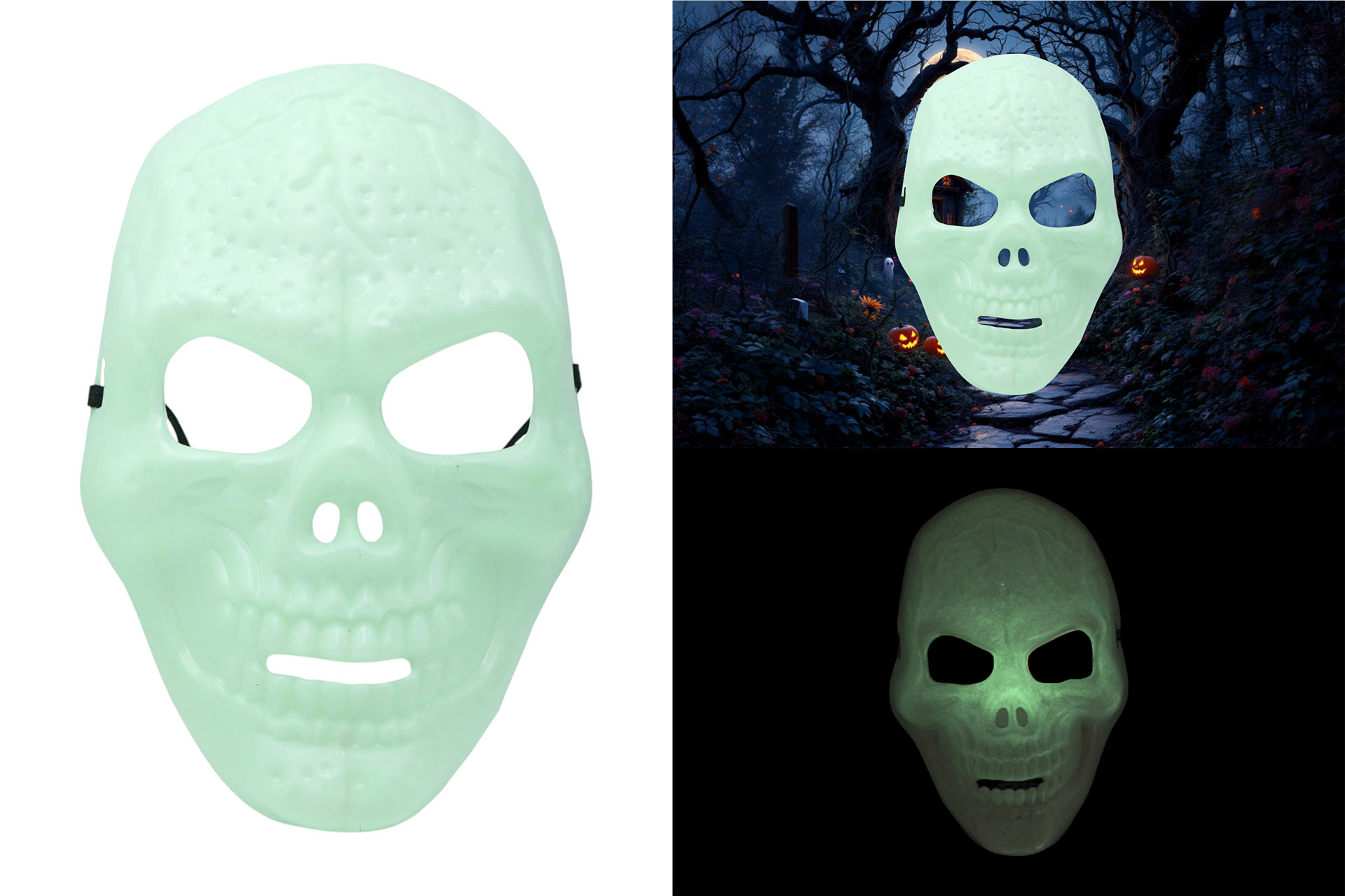 Halloween Maske "Glow in the dark" Totenkopf