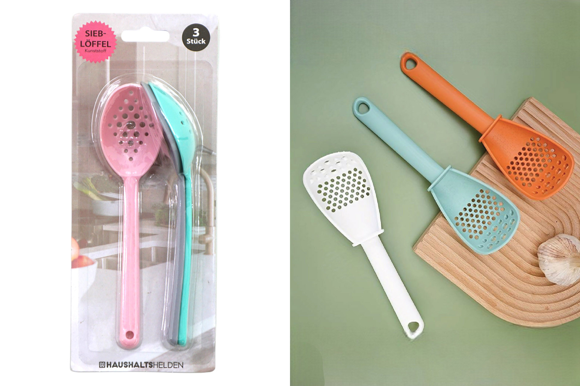 Sieblöffel Kunststoff 17cm, 3er
