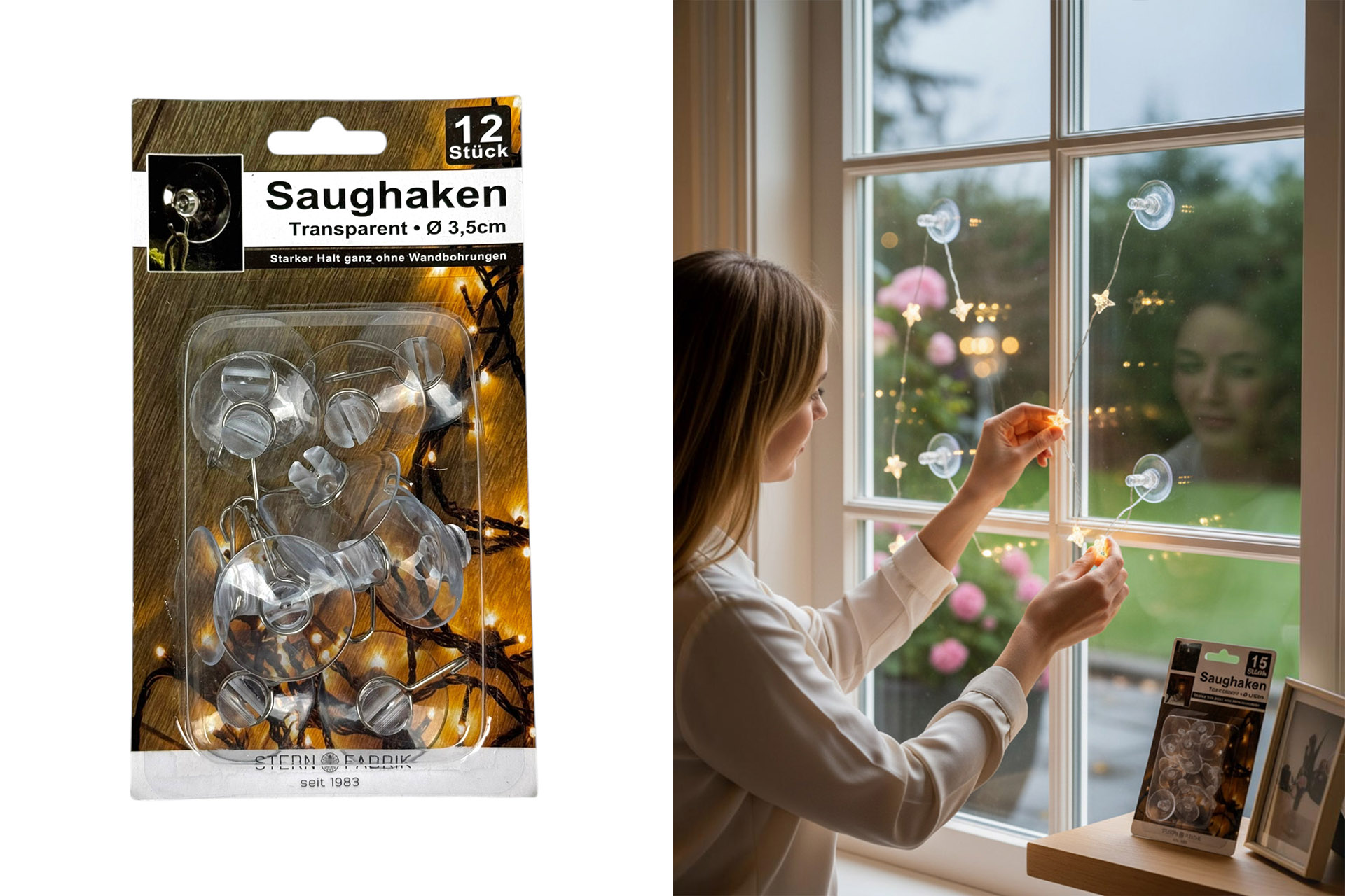 Saughaken mit Metallhaken Ø 3,5cm transparent, 12er