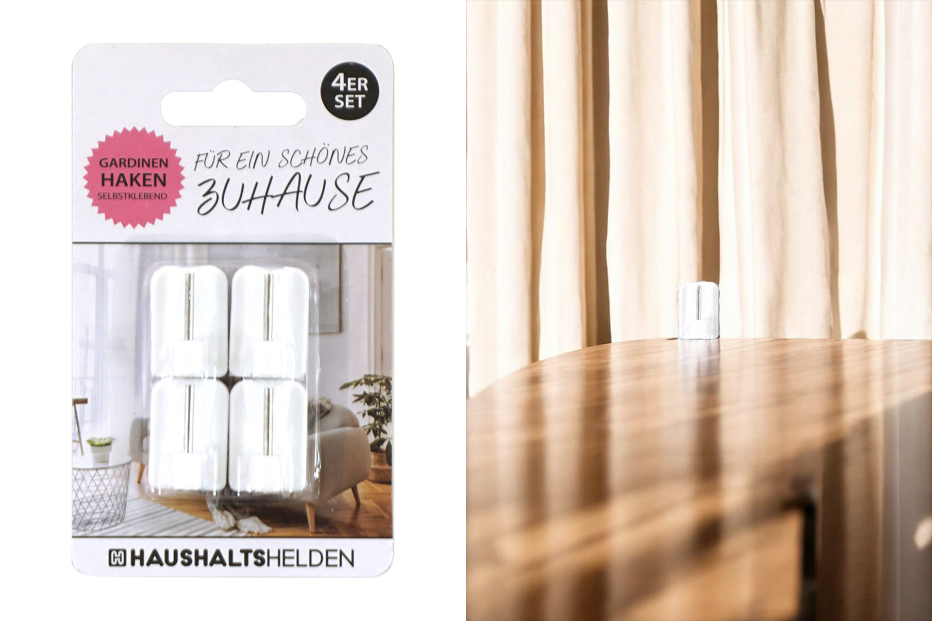 Gardinenhaken selbstklebend, 4er