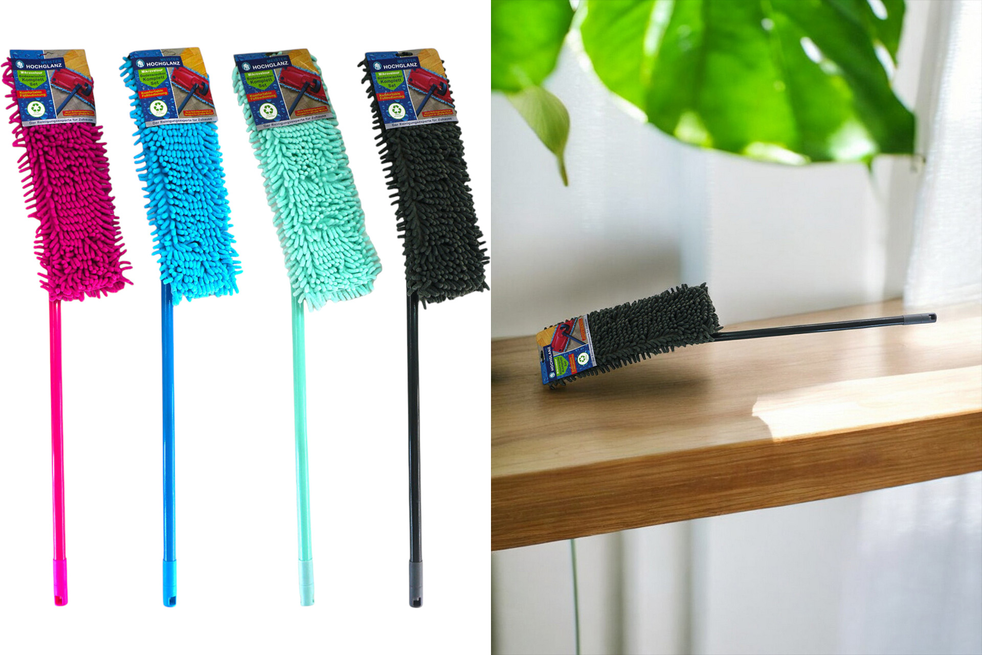 Bodenwischer-Komplett Set Mikrovelour, 4 Farben