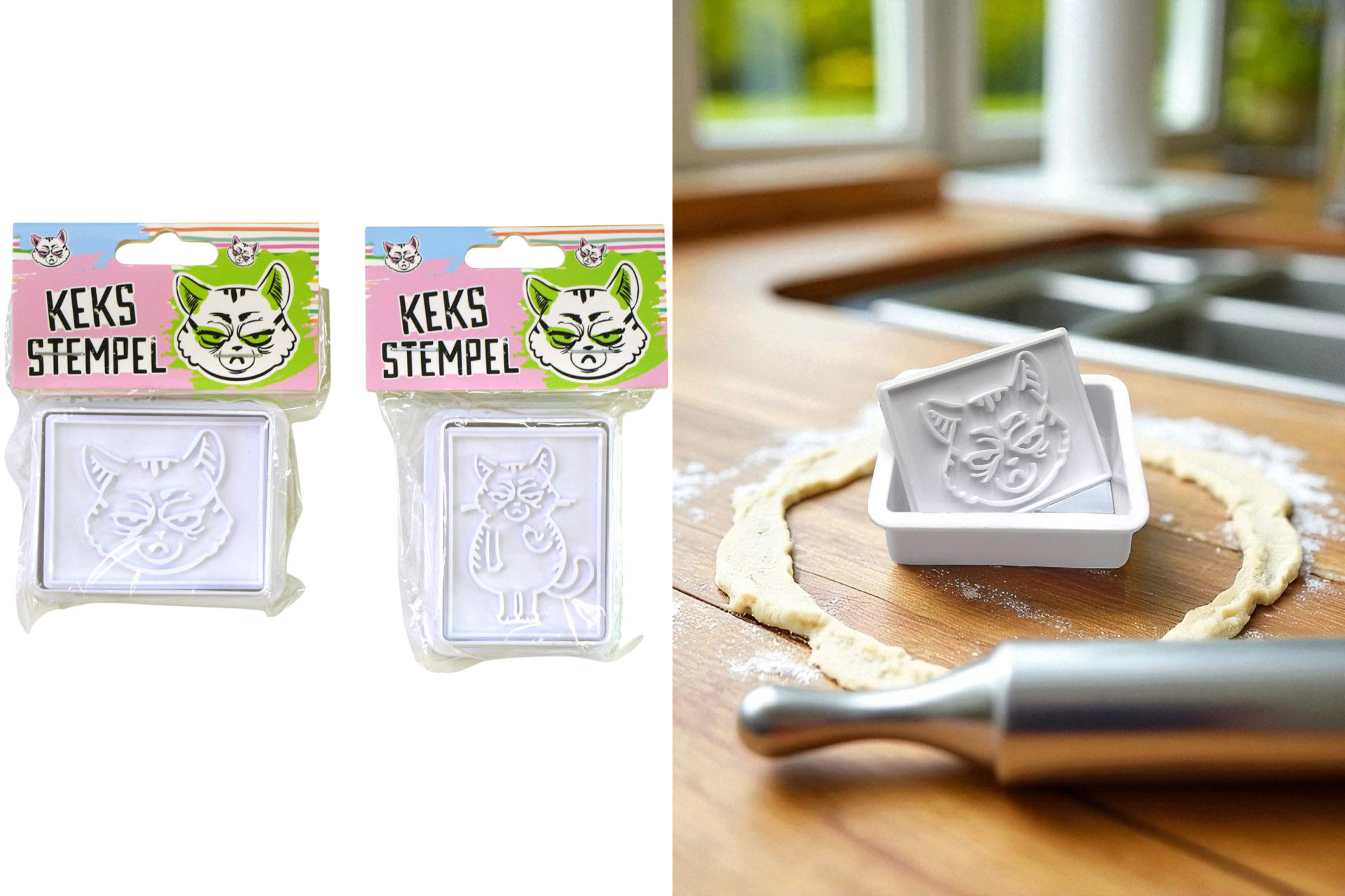 Ausstechformen "Miesekatze", Ø 5cm, 2 Designs