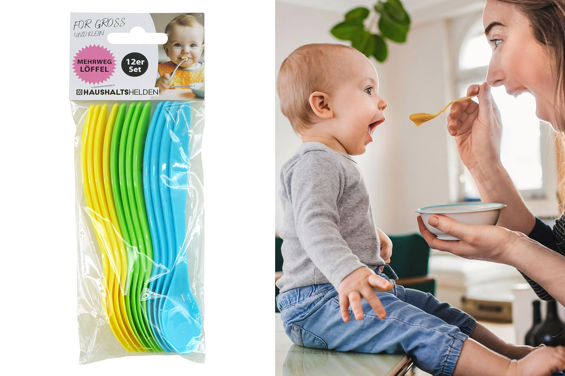 Eierlöffel, 14cm, 12er Pack, 3 Farben