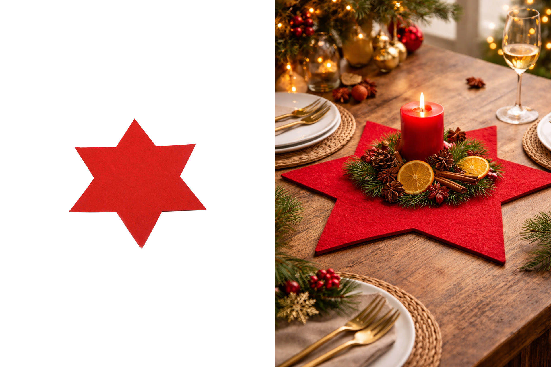 Weihnachtsdeko Filzstern 15cm, rot