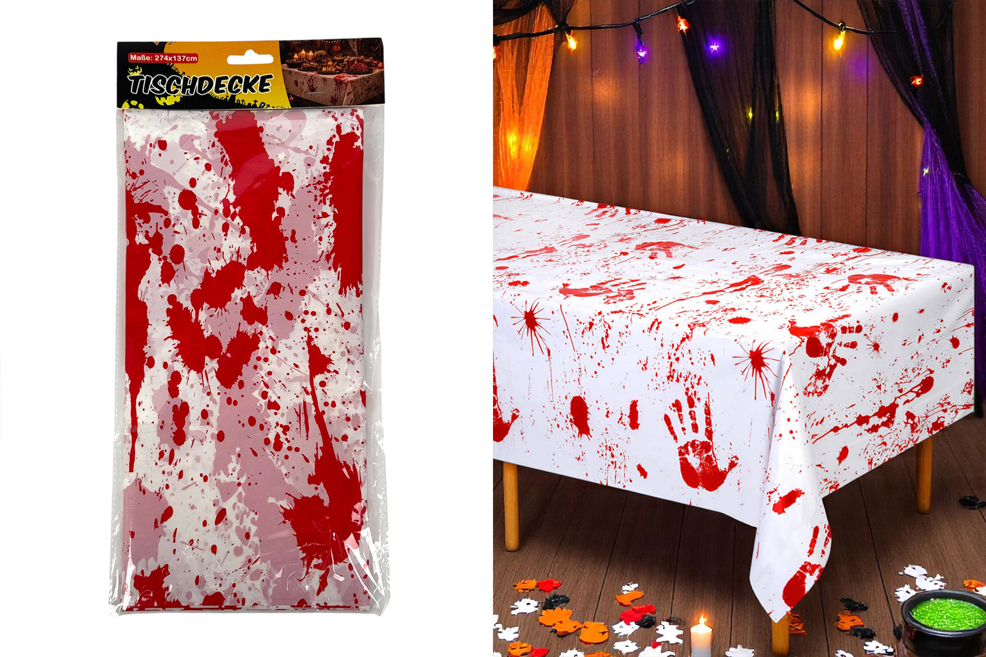 Halloween Tischdecke "Blutig", 275x140cm