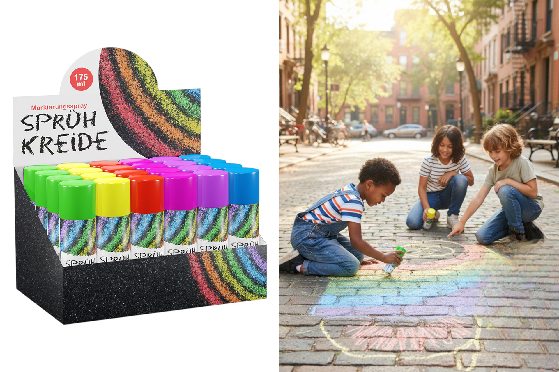 Sprühkreide DIY, 100ml, 6 Farben