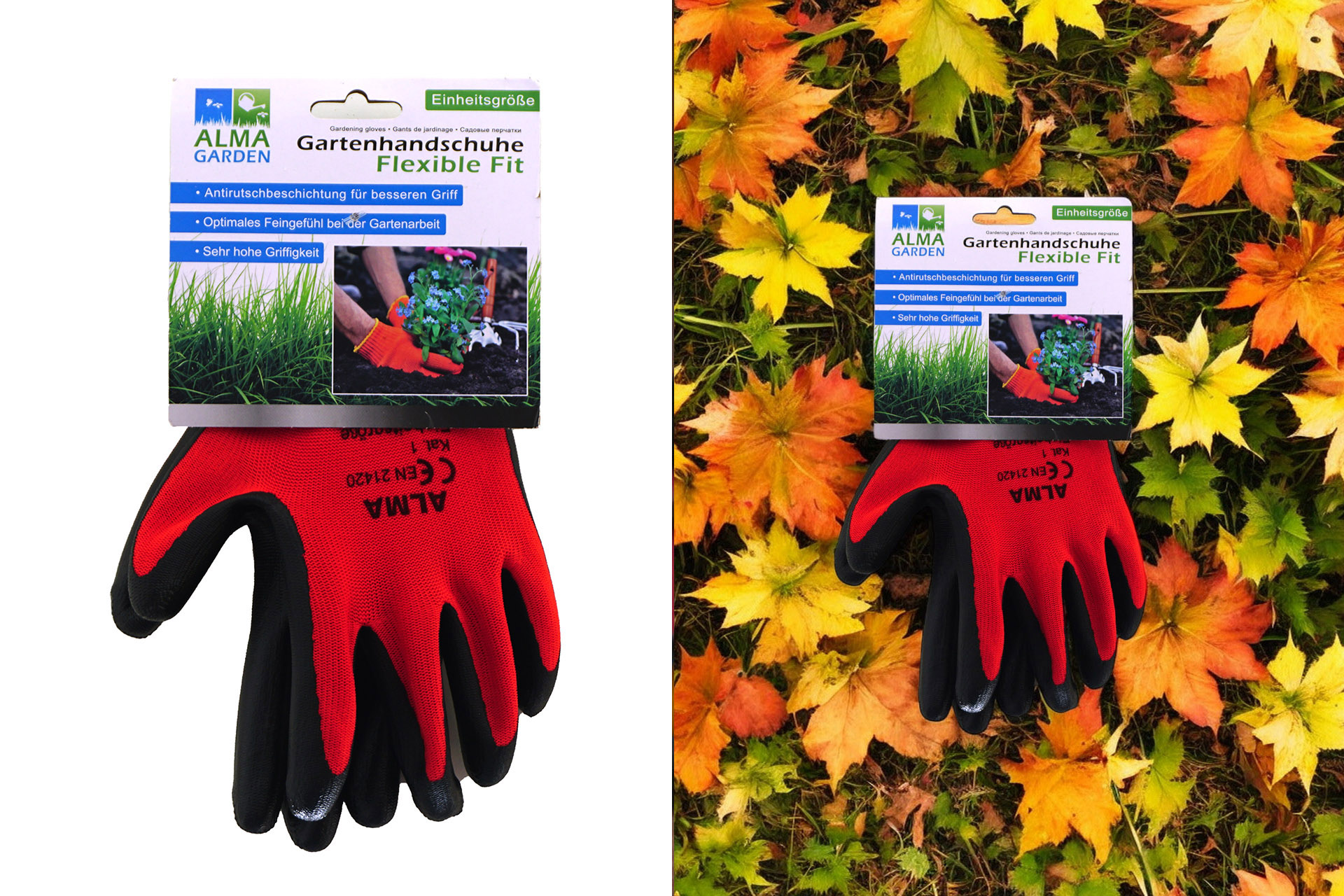Gartenhandschuhe rot/schwarz, "Flexible Fit", Herren, PU