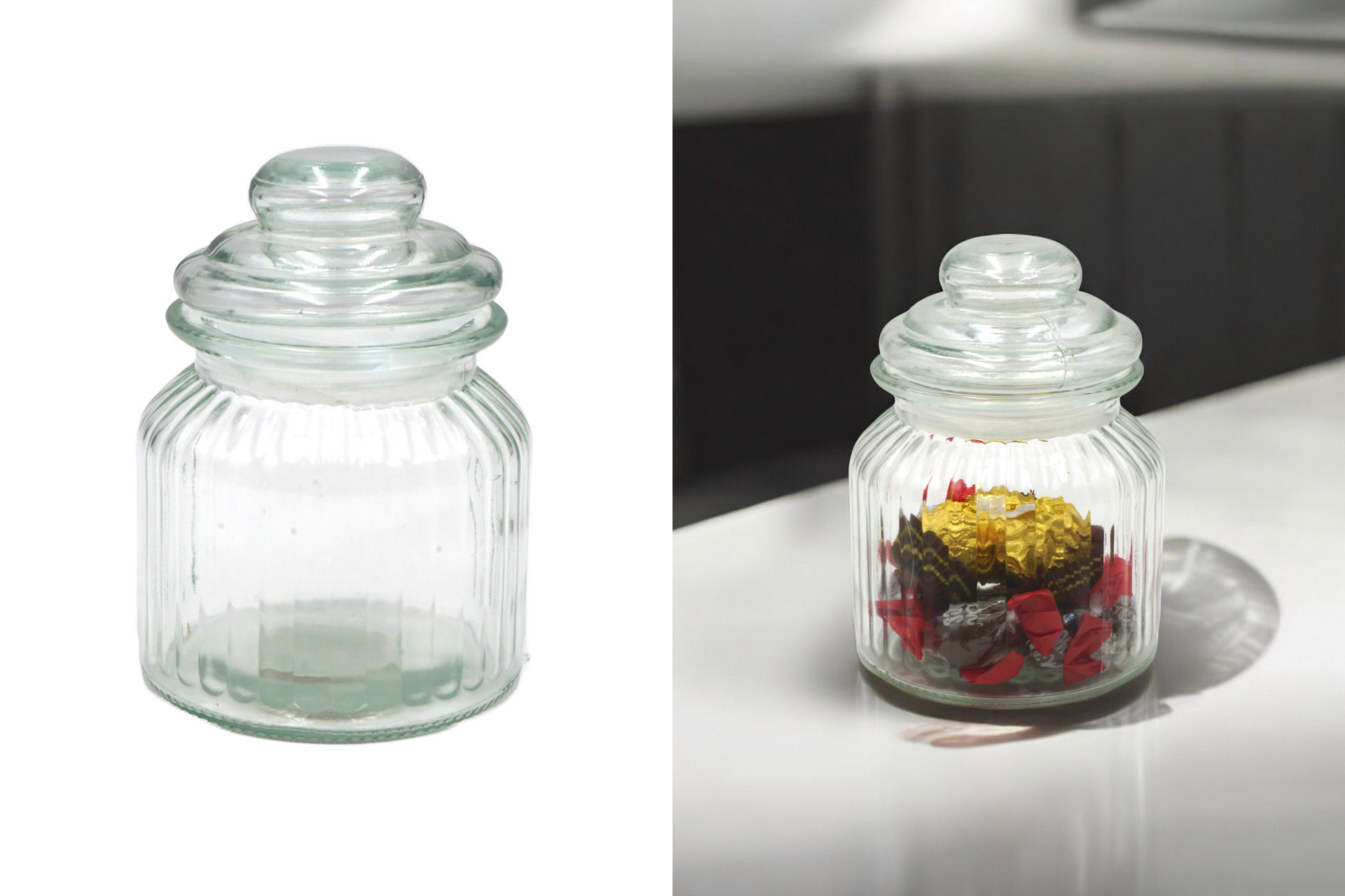 Bonbonglas geriffelt, 22cm x Ø 11cm, 1200ml