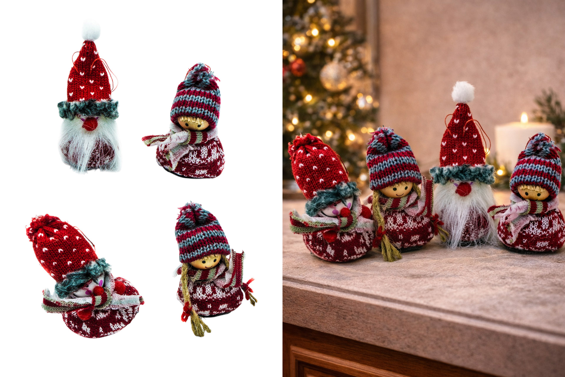 Weihnachtswichtel "Figuren", zum hängen, 8cm, 4 Designs