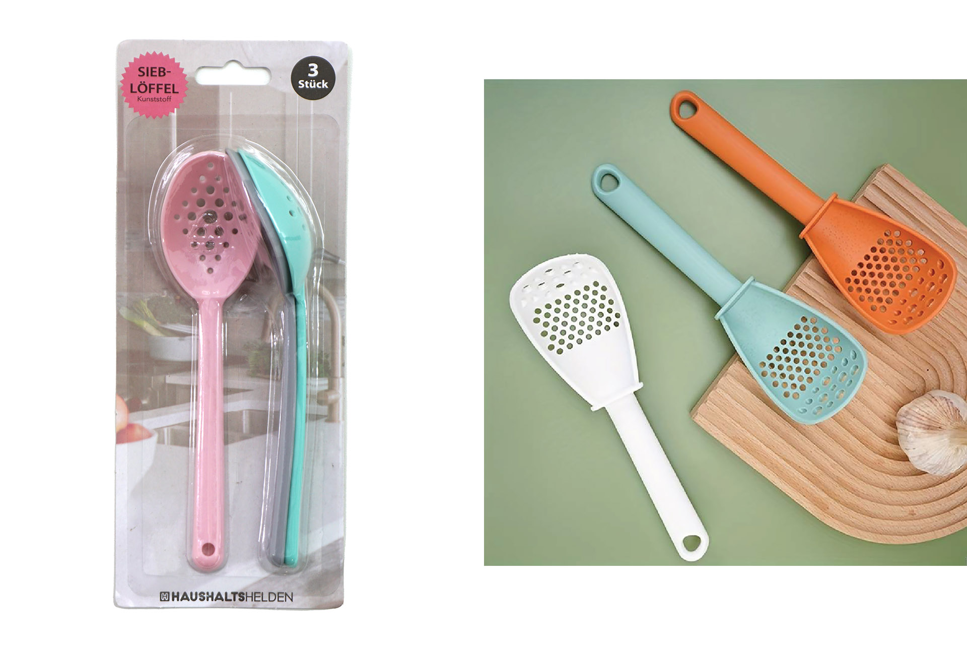 Sieblöffel Kunststoff 17cm, 3er