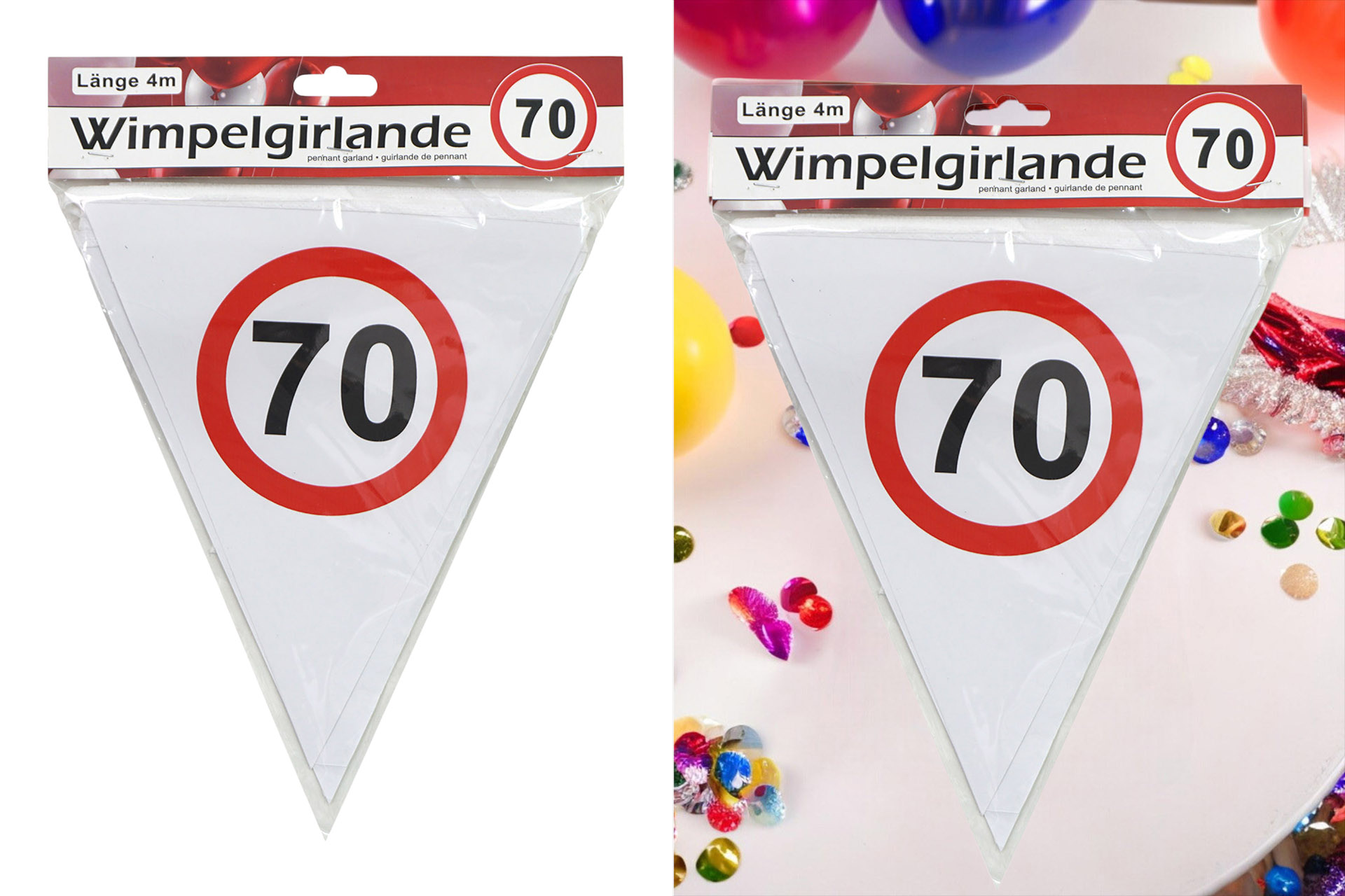 Jubiläums Sortiment Refill für Display Wimpelgirlande Papier "70"