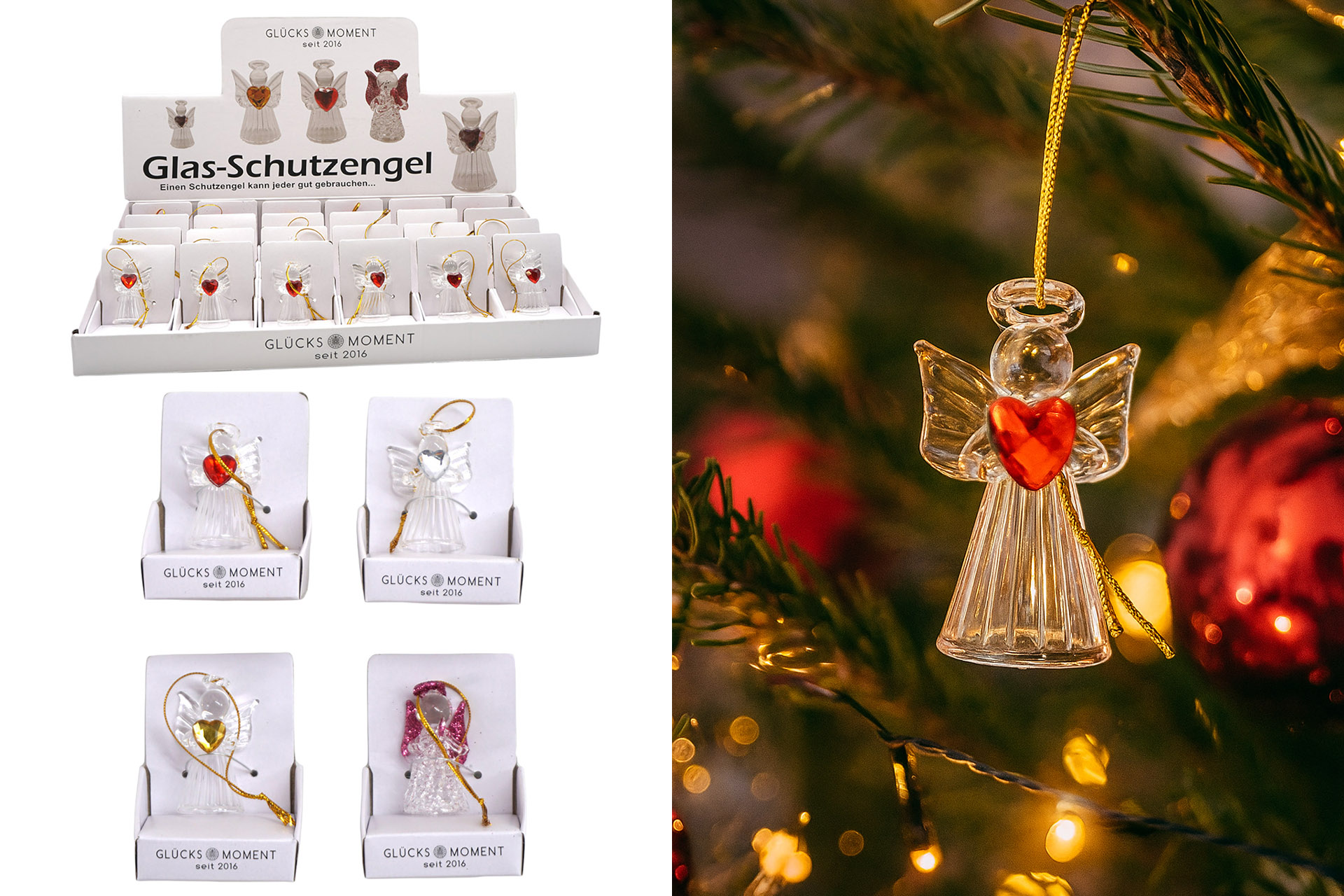 Weihnachtsdeko Glas "Engel", 10x5cm, 4 Designs
