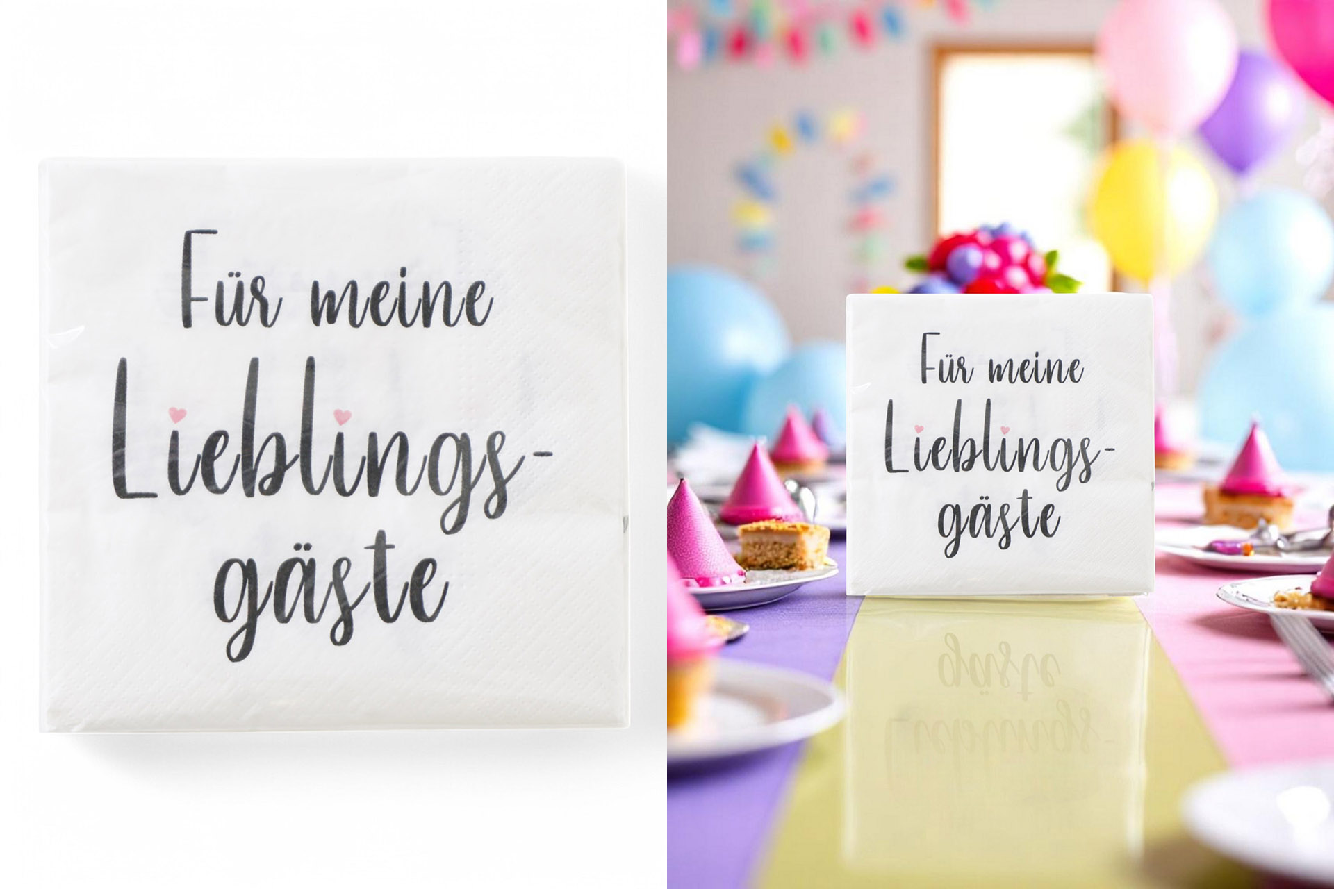 Servietten "Lieblingsgäste" 33x33cm, ¼ Falz, 3-lagig, 20er Pack