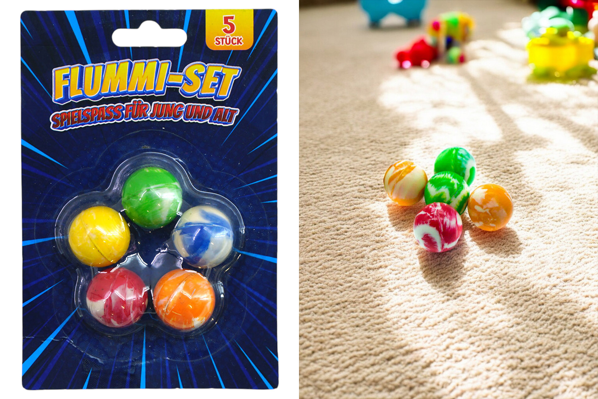 Flummi 5er Set in 5 Farben, 2,7cm