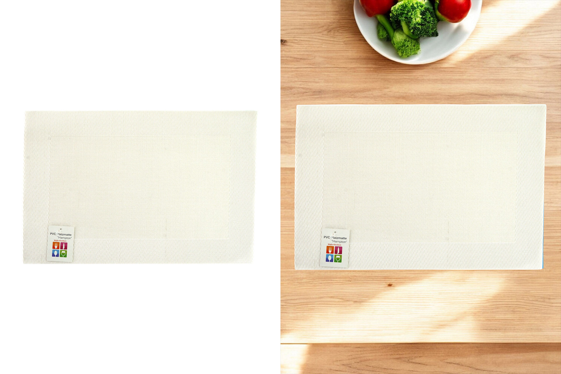Place mat "Hampton" 45x30cm PVC, white