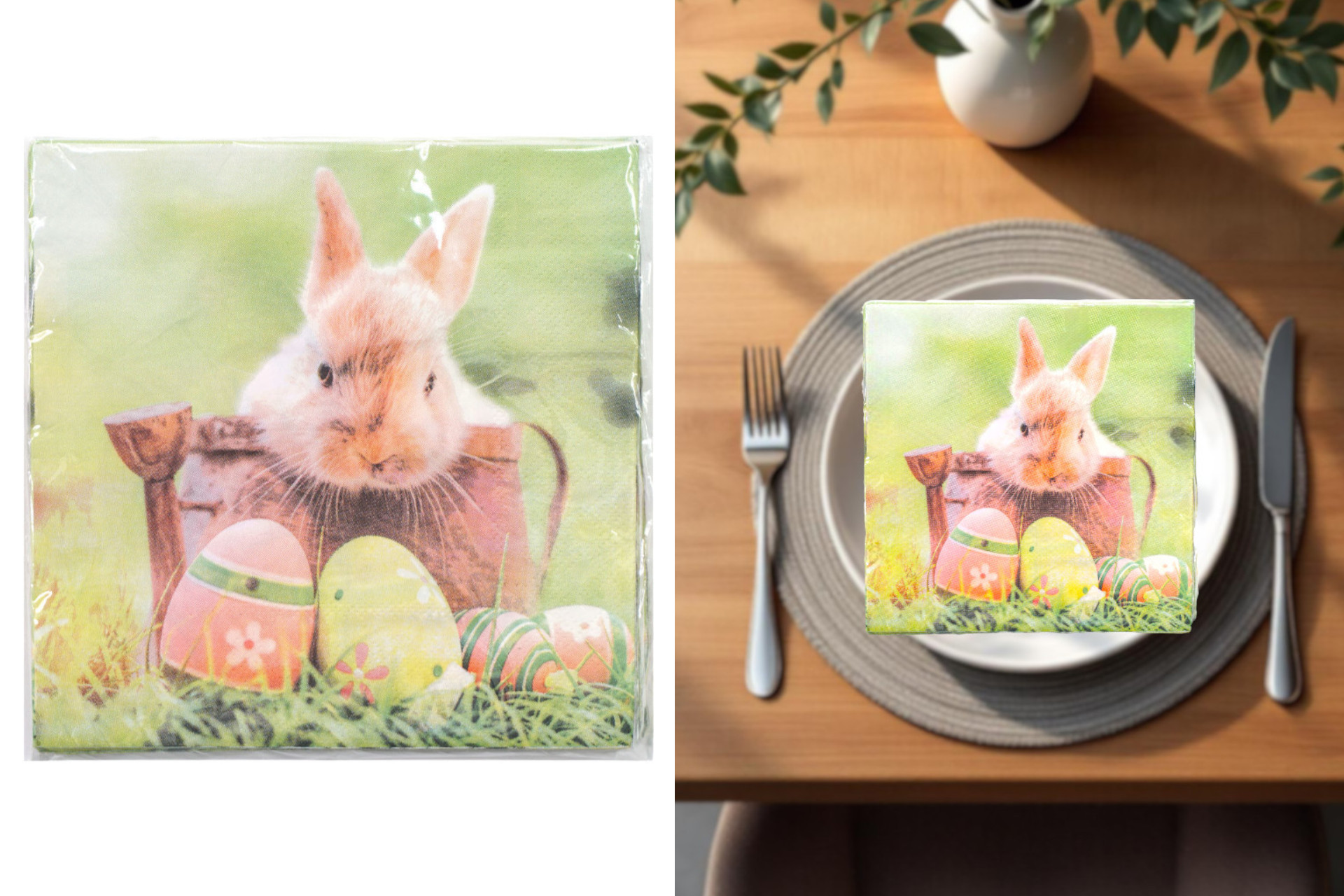 Servietten Ostern "Hase" 33x33cm, ¼ Falz, 3-lagig, 20er Pack