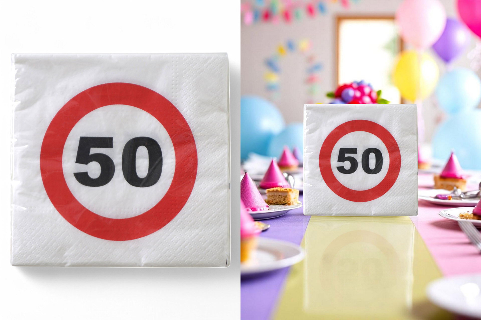 Servietten "Jubiläum 50" 33x33cm, ¼ Falz, 3-lagig, 20er Pack