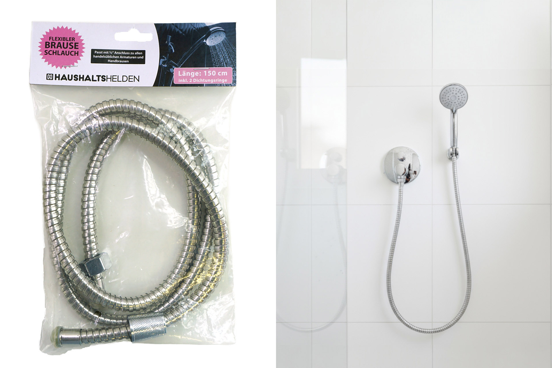 Shower hose 1,5m chrome-plated, flexible, Ø 2cm