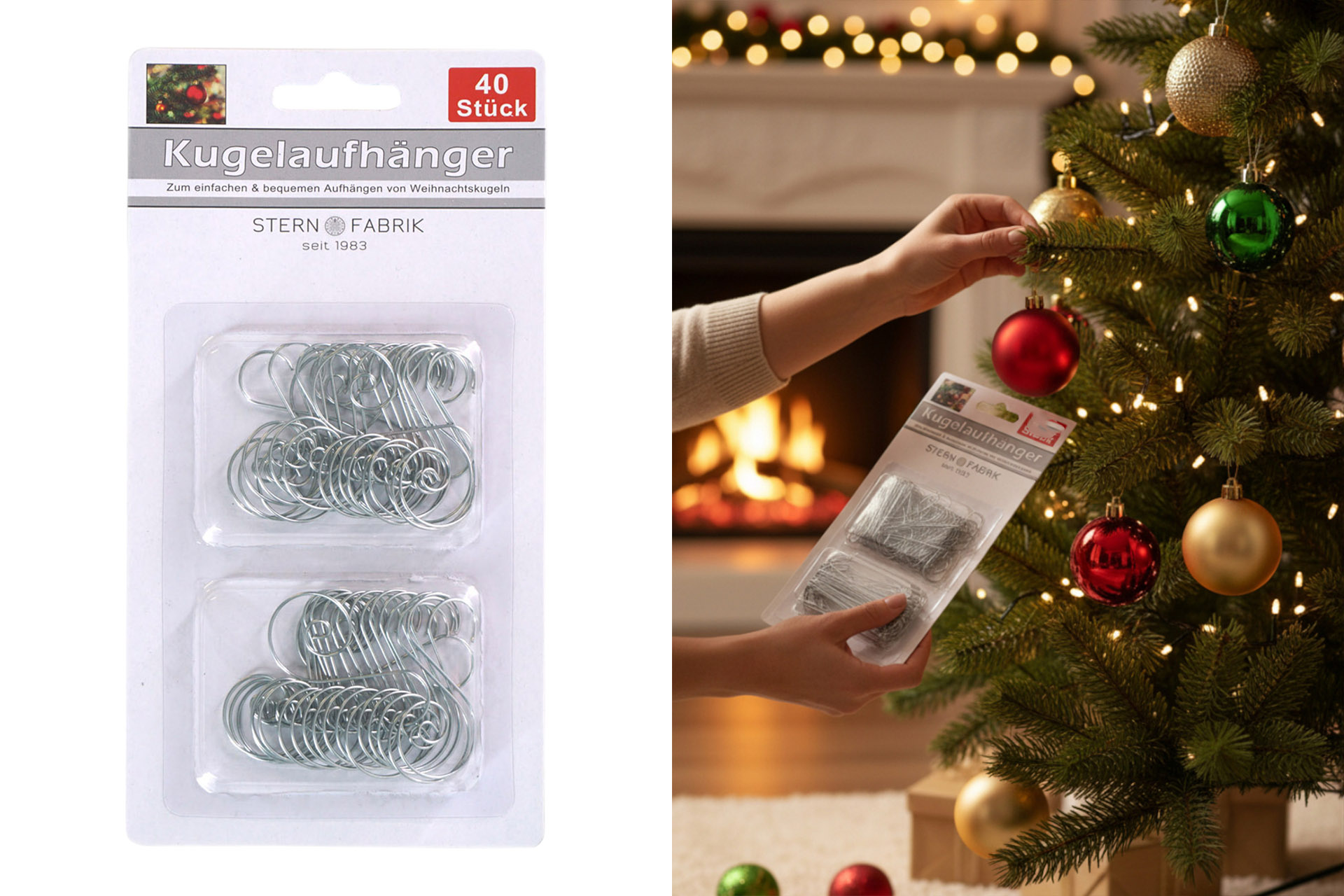 Weihnachtskugeln H Aufhänger Baumhaken, 40er