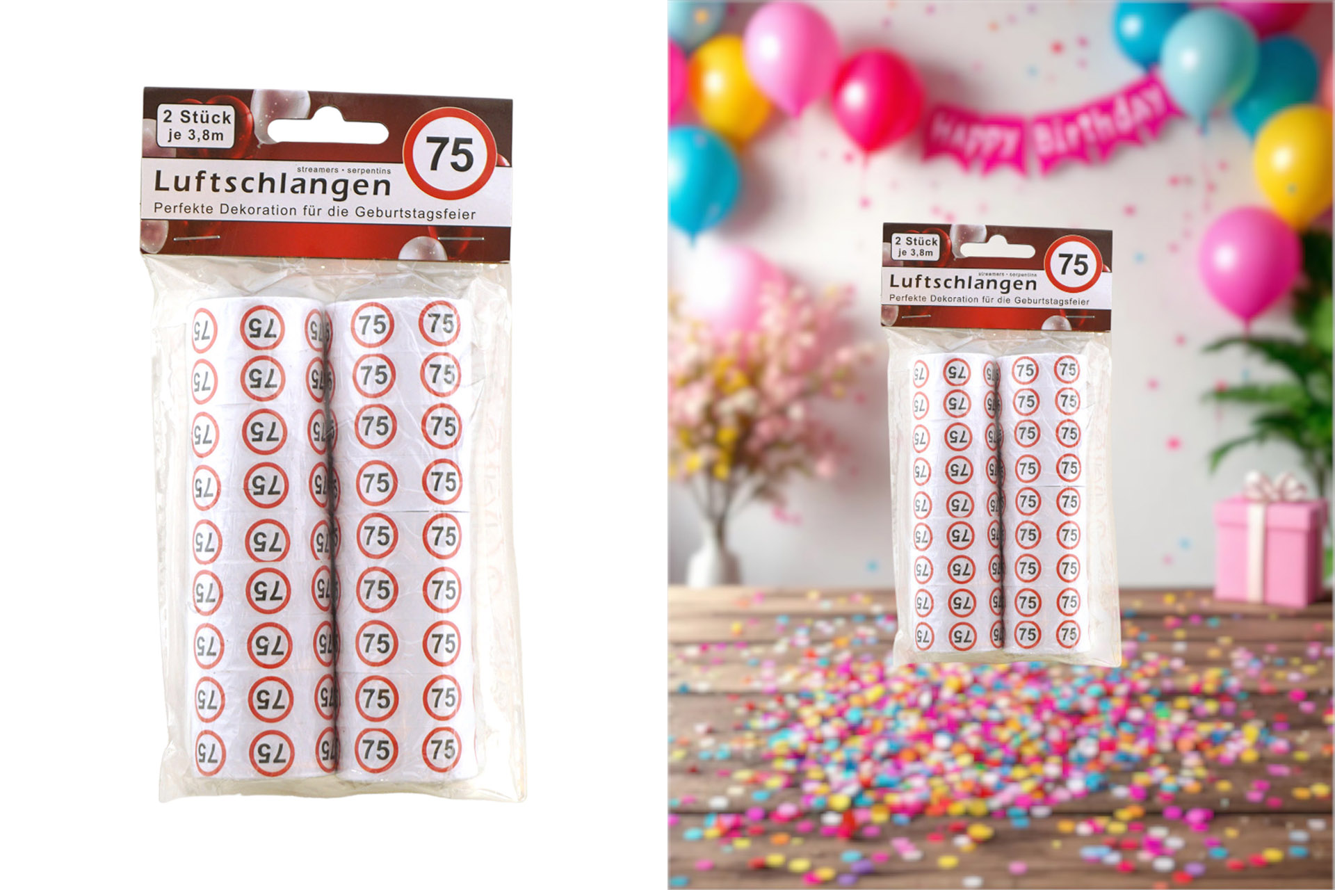 Jubiläums Sortiment Refill für Display Luftschlangen 2er "75"