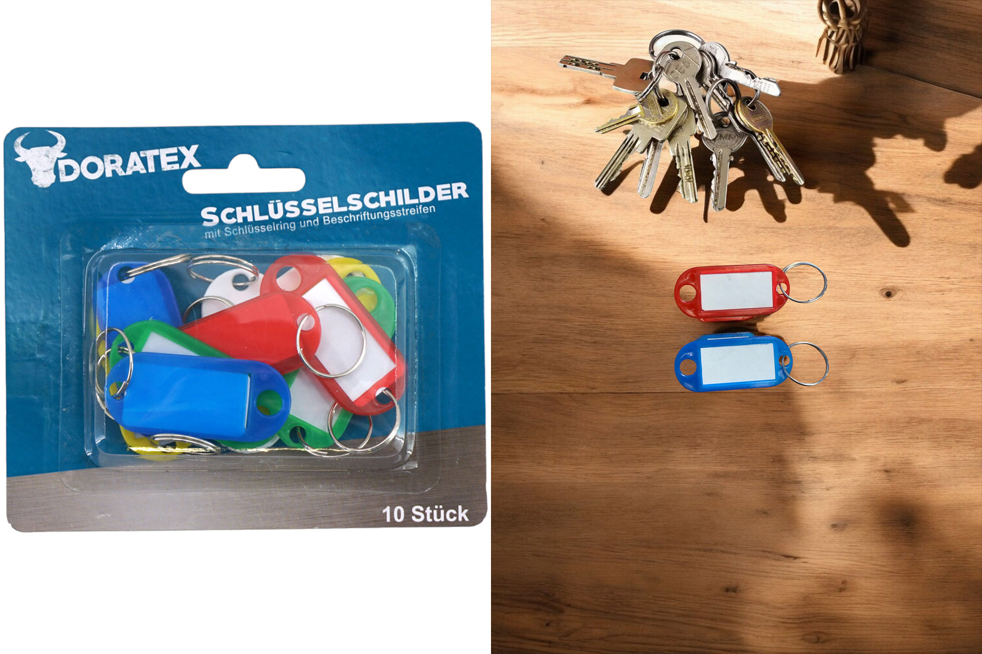Schlüsselschilder zum beschriften 5 Farben, 10er