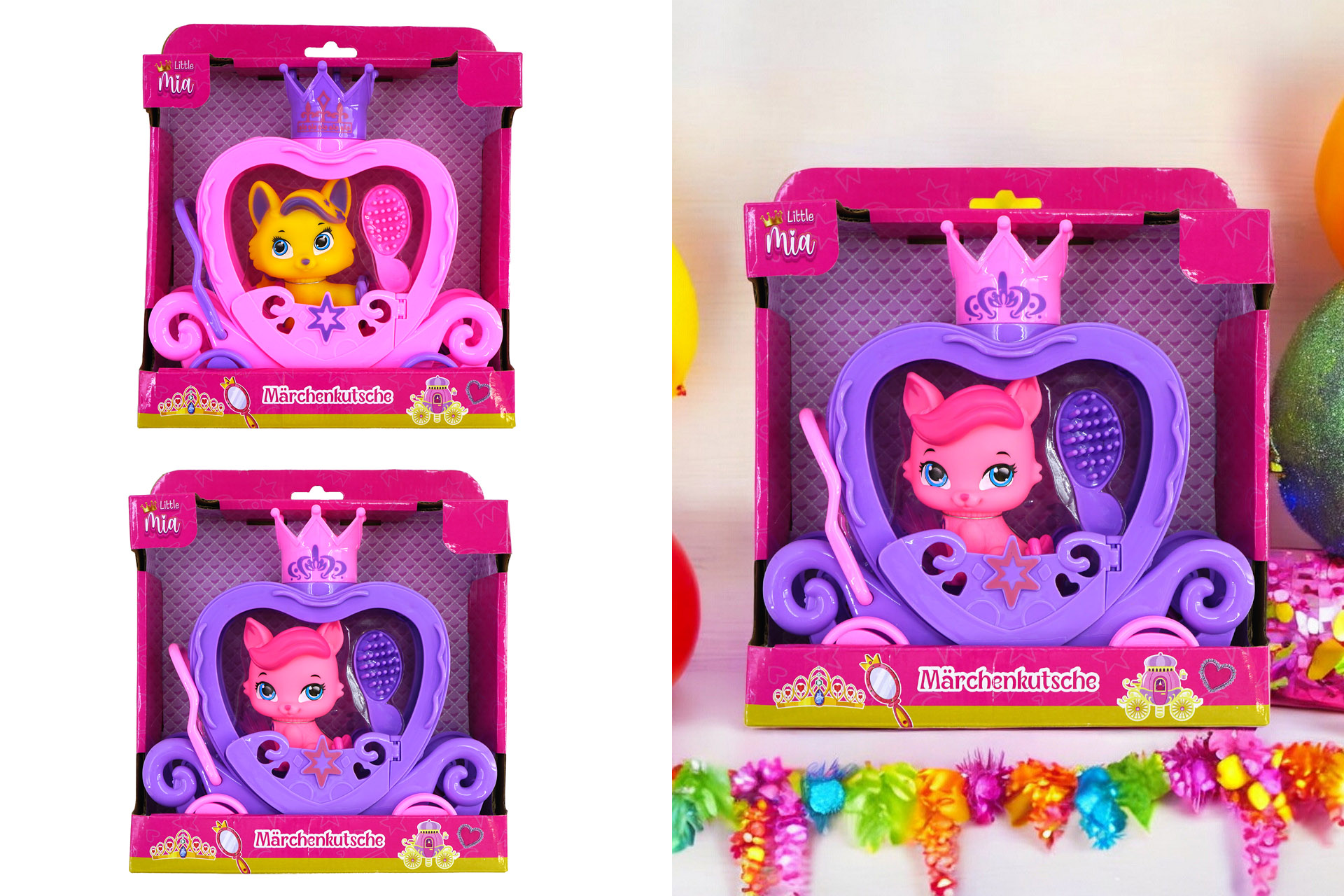 Spieltiere "Katzen", mit Kutsche, 2 Designs