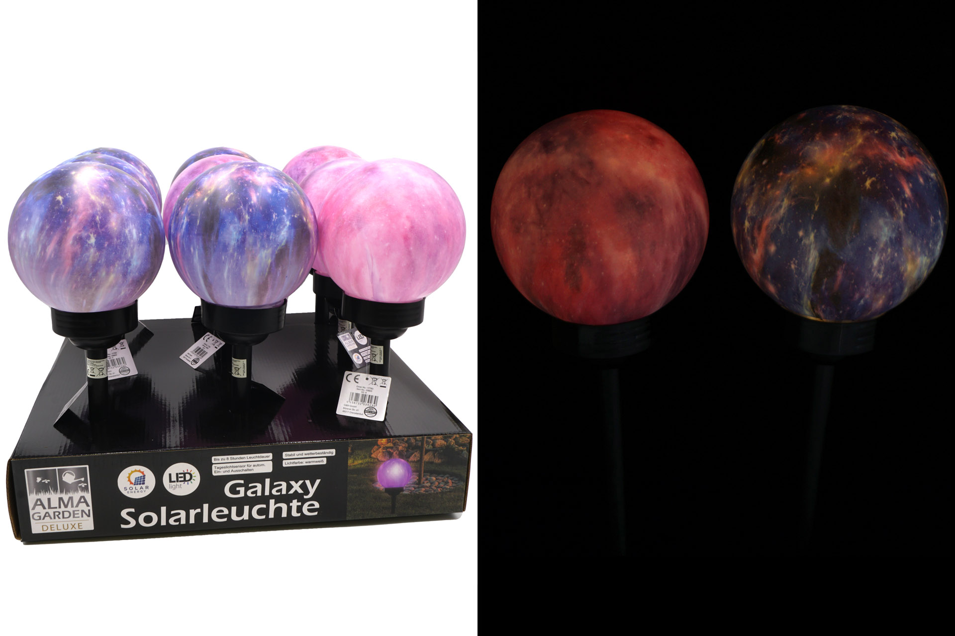 Solar Kugel "Galaxy" auf Stick, 45x10x10cm, warmweiß