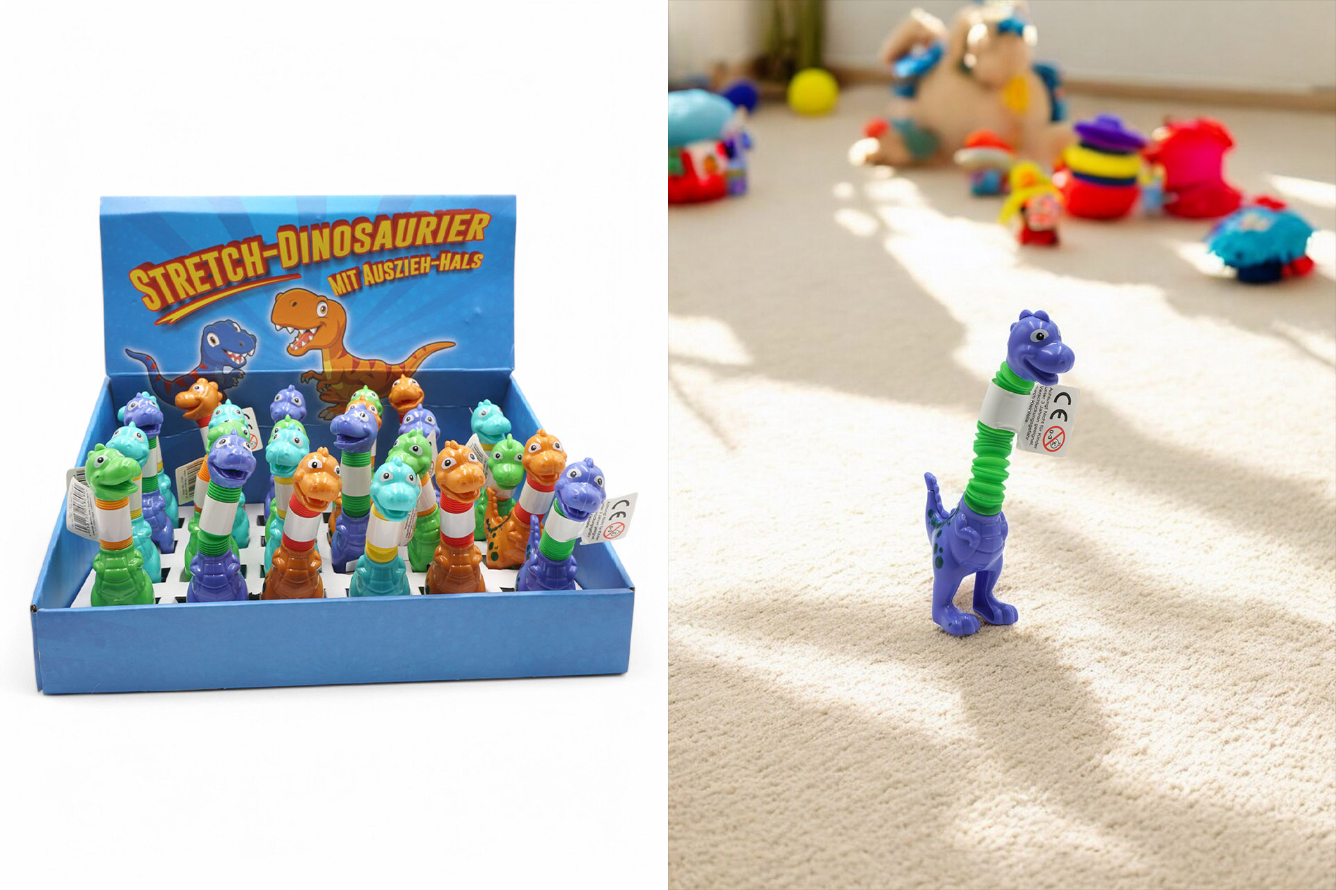 Stretch Spielzeug ausziehbar "Dinosaurier", 13-23cm, 4 Farben, im Display