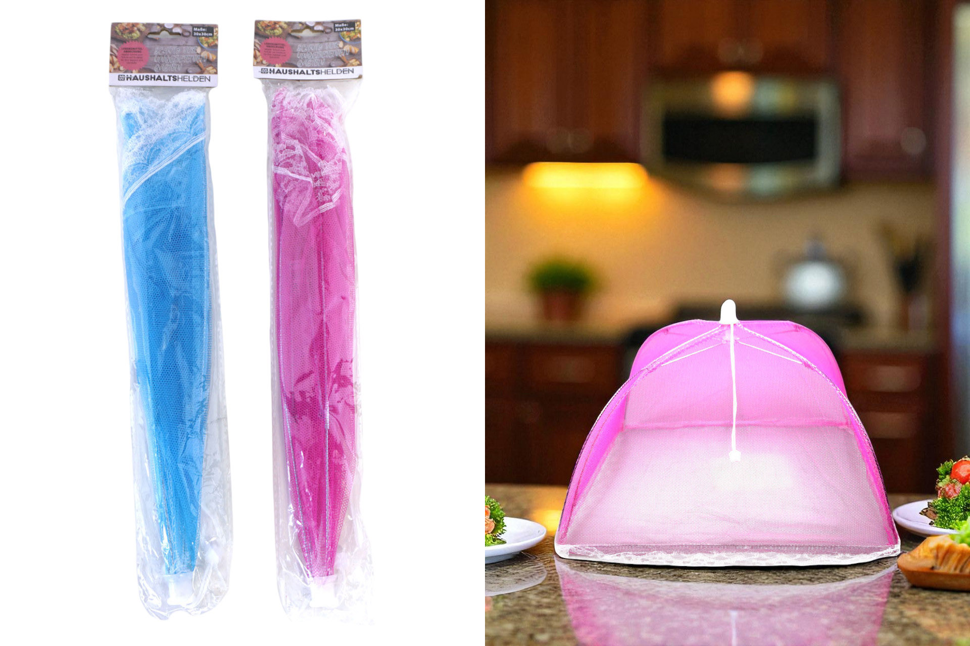 Lebensmittelabdeckung Netz 30x30cm, 2 Farben