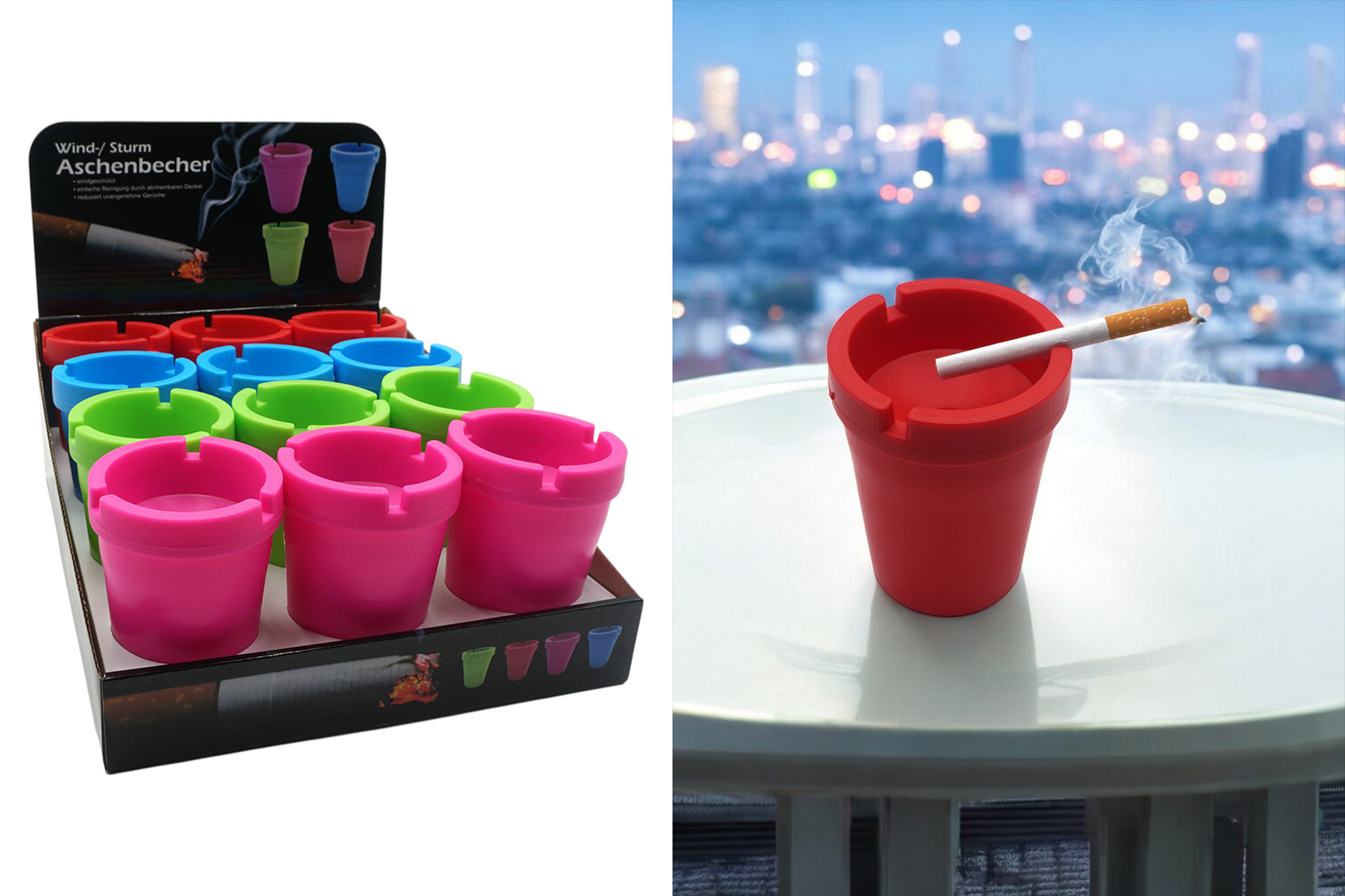 Sturmaschenbecher, 10,5x8,5cm, 4 farben, im Display