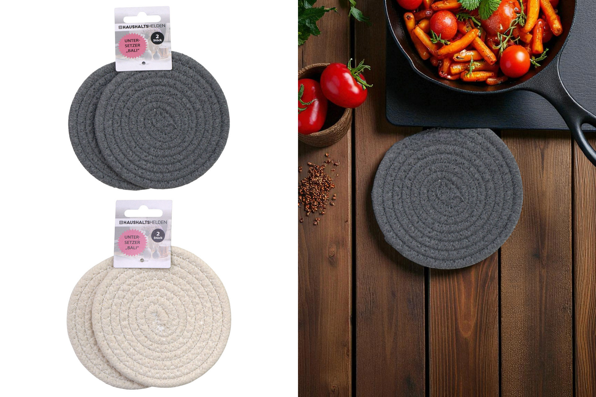 Untersetzer "Bali" Durchmesser 12cm, 2er, 2 Farben