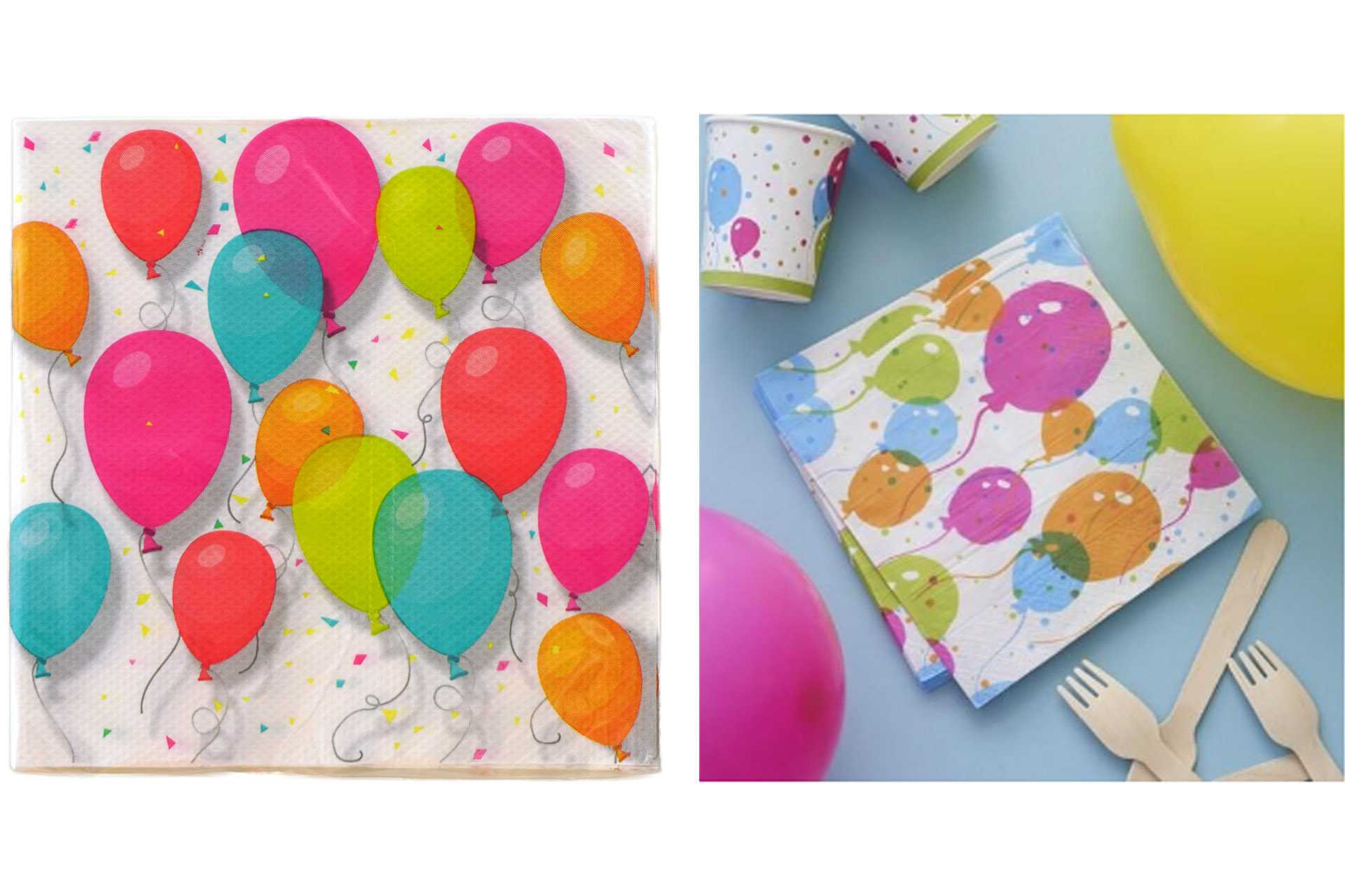 Servietten "Colourful Party" 33x33cm, ¼ Falz, 3-lagig, 20er Pack