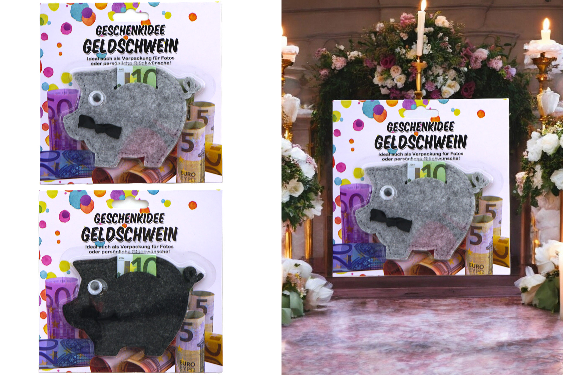 Geldgeschenk "Sparschwein", 2 Farben sortiert