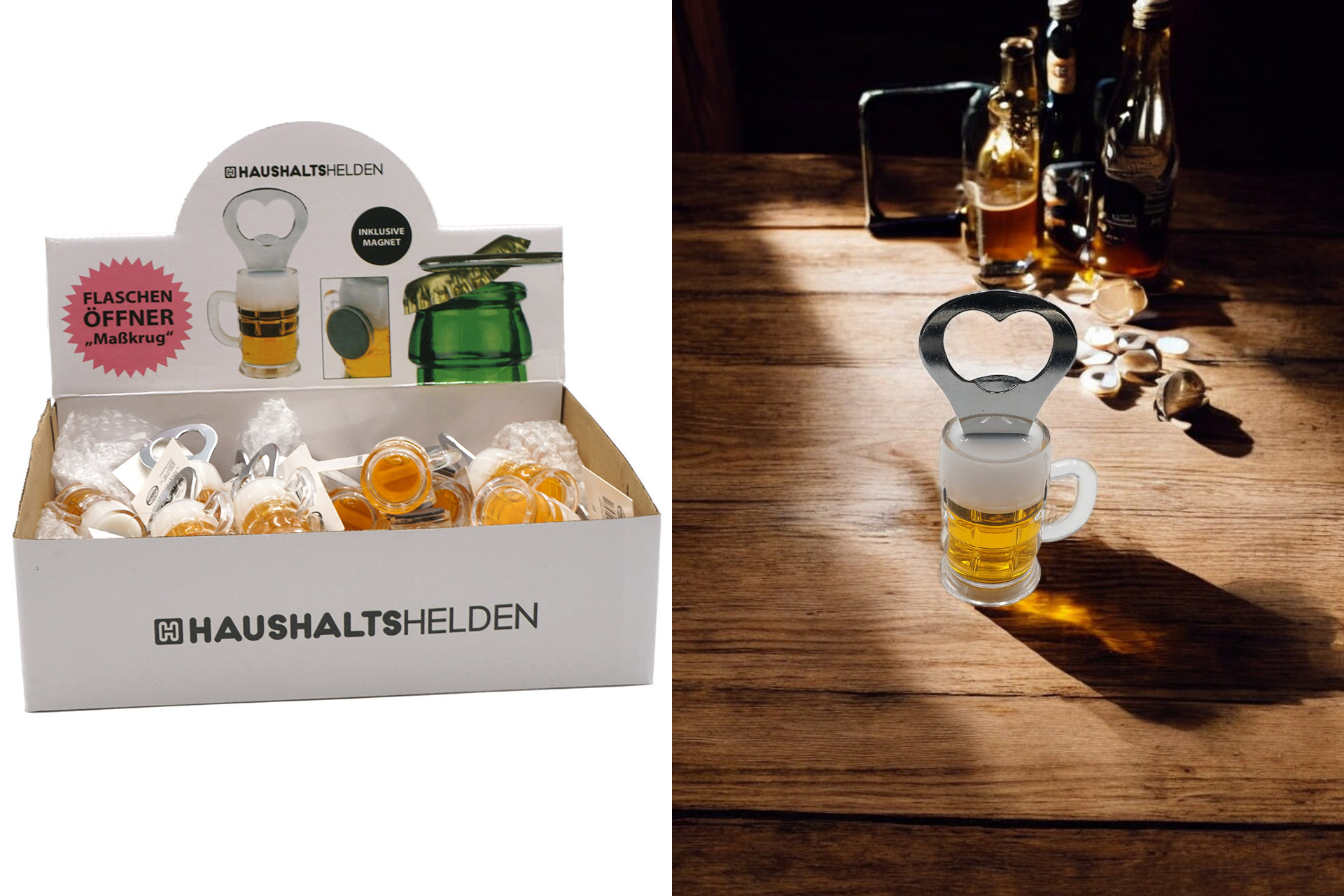 Flaschenöffner Bier "Maßkrug", 9cm, im Display