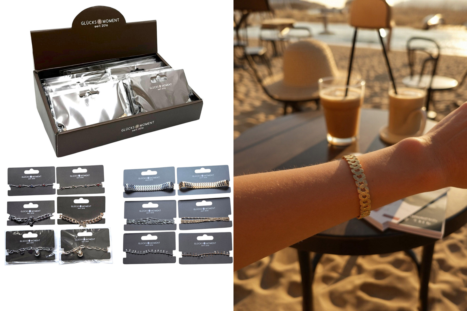 Armbänder "Milano" 6 Designs, im Display