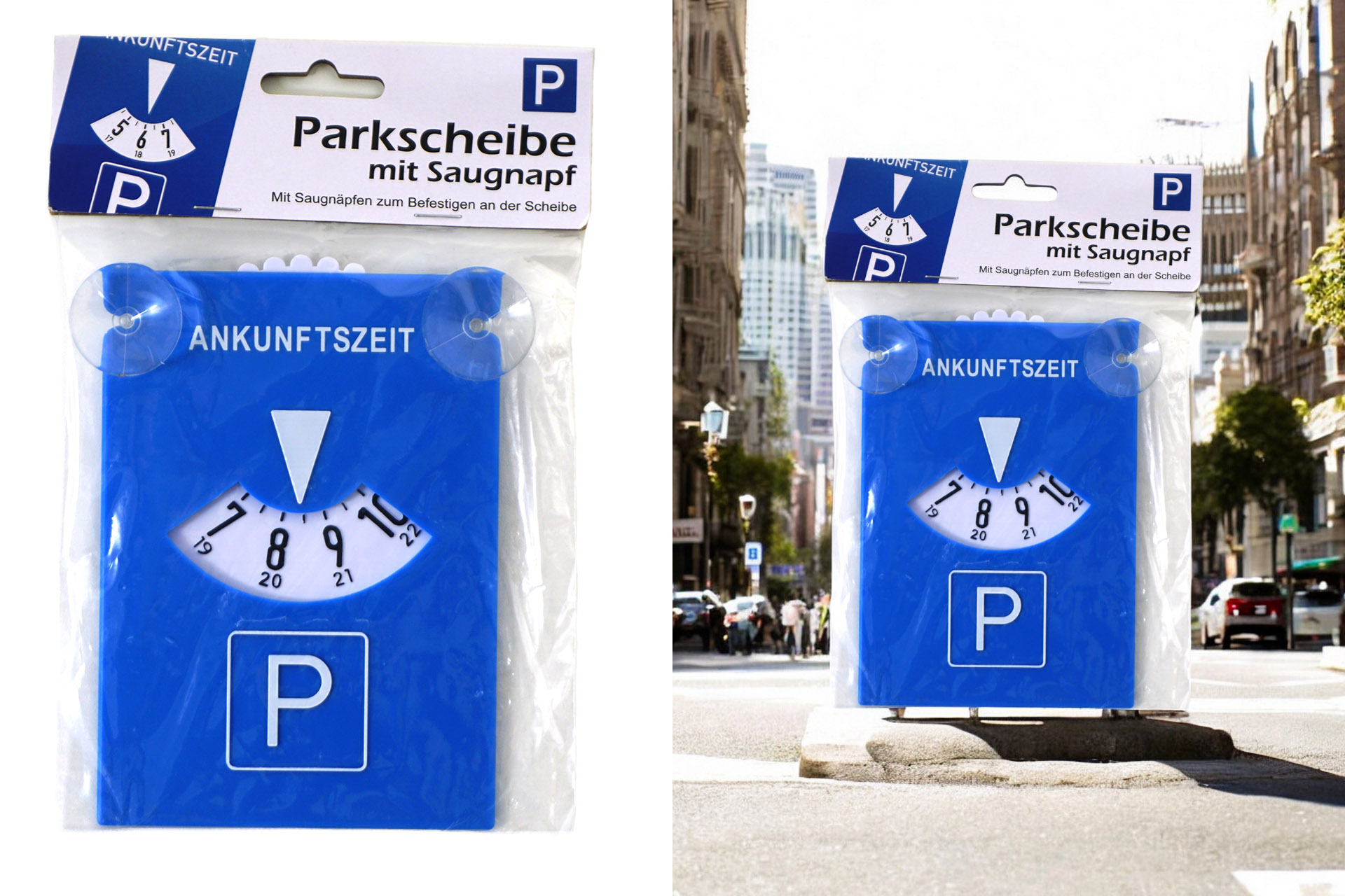 Parkscheibe mit Saugnäpfen