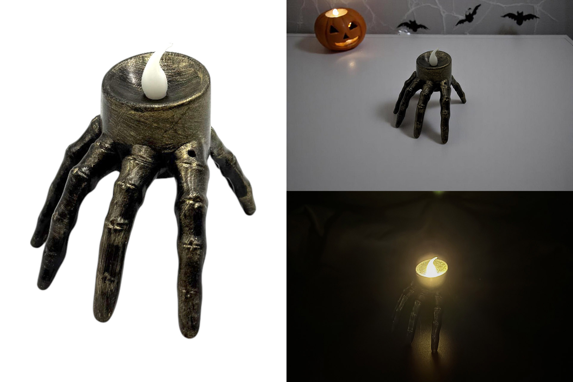LED Deko Halloween "Finger Kerze", 7x9x8,5cm, warmweiß