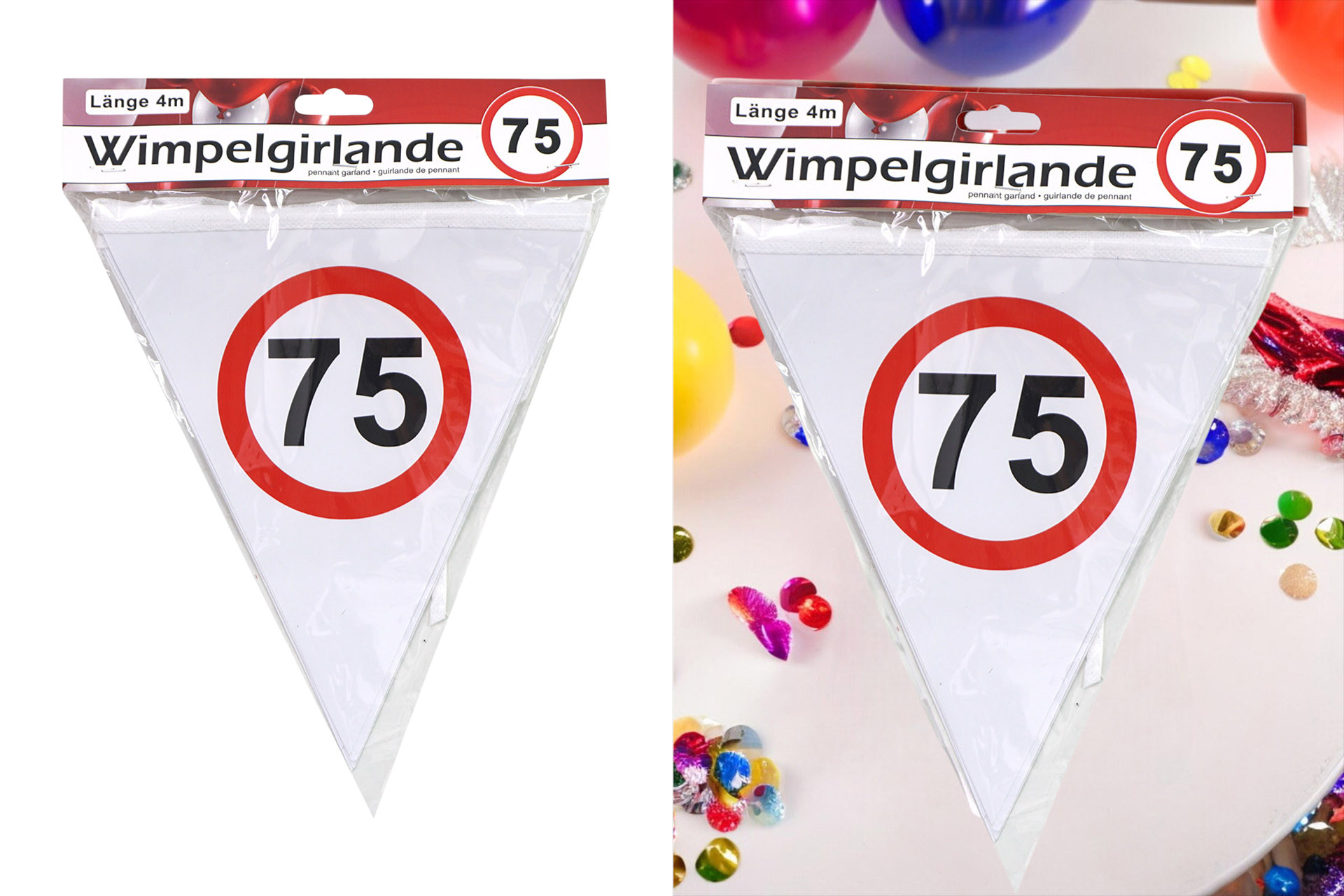 Jubiläums Sortiment Refill für Display Wimpelgirlande Papier "75"