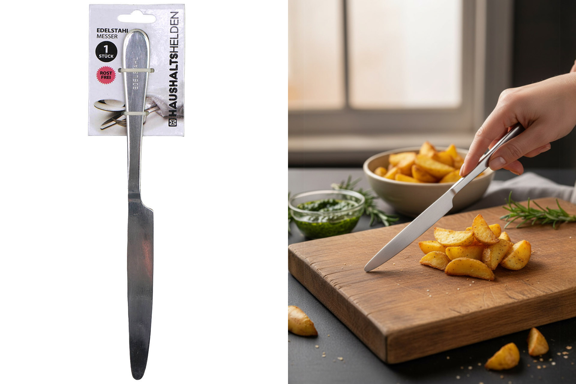 Stainless steel "deluxe" knife, 22.5cm