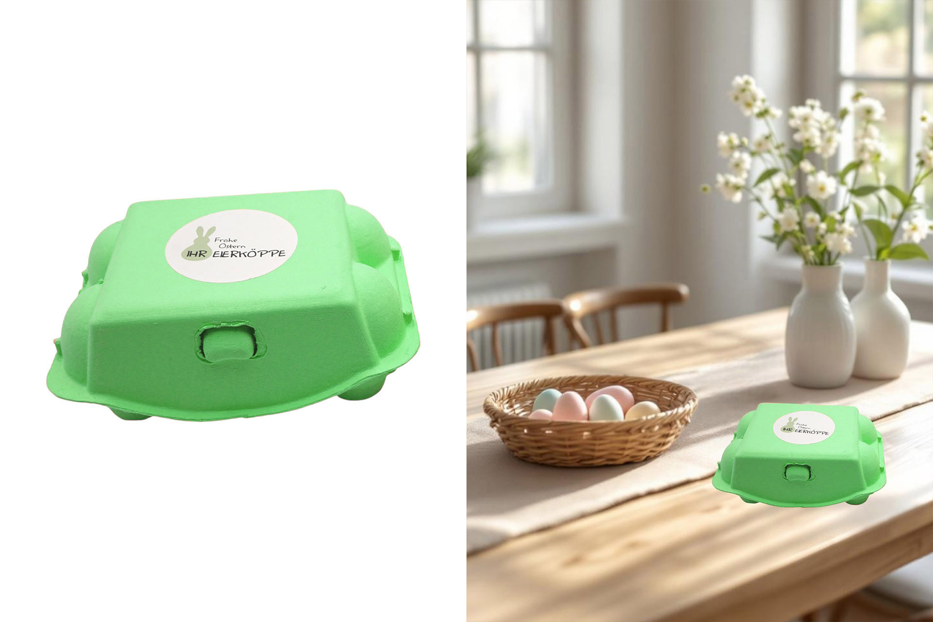 Eierschachtel 6er mit Spruch "Ostern", 15,5x11x6,5cm